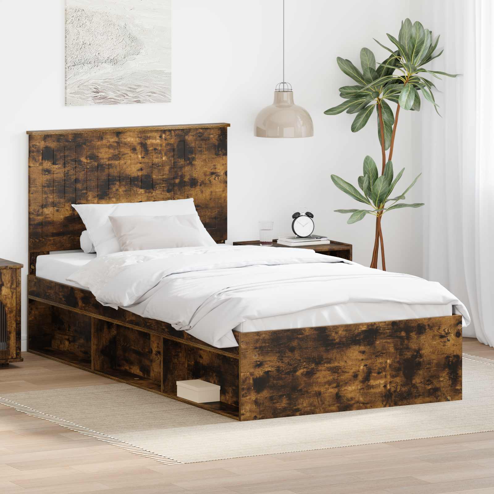 vidaXL Bedframe met hoofdeinde Wit 200 x 200 cm Massief grenenhout