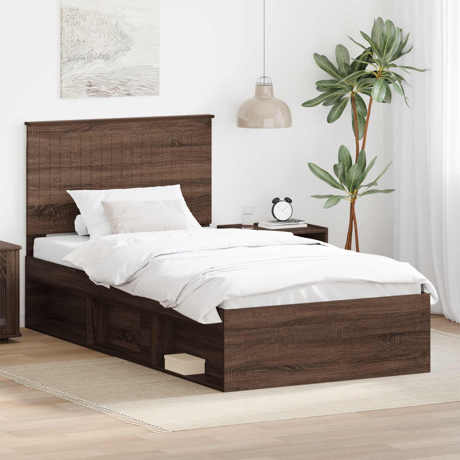 vidaXL Bedframe met hoofdeinde Wit 200 x 200 cm Massief grenenhout