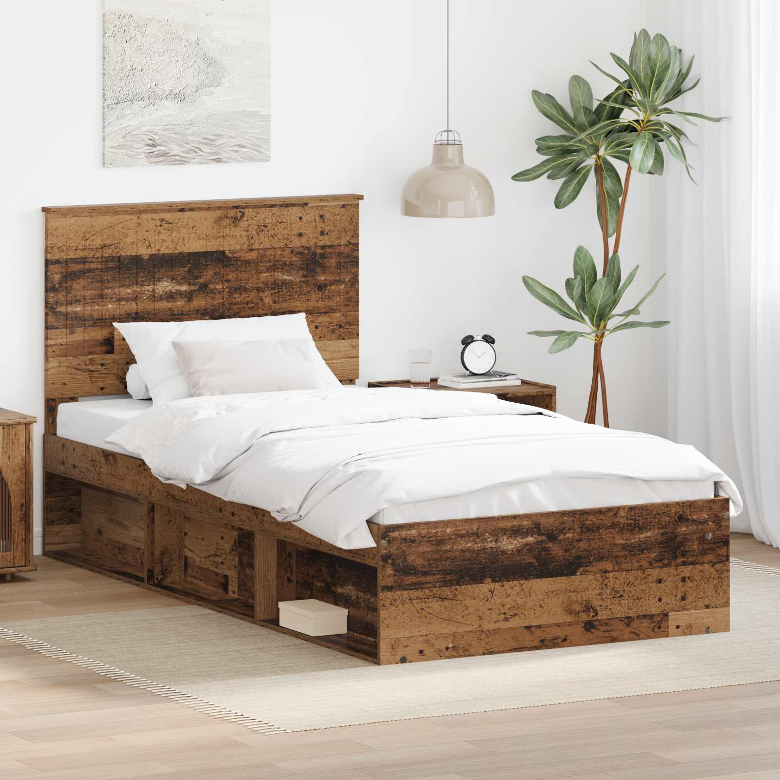 vidaXL Bedframe met hoofdeinde Wit 200 x 200 cm Massief grenenhout