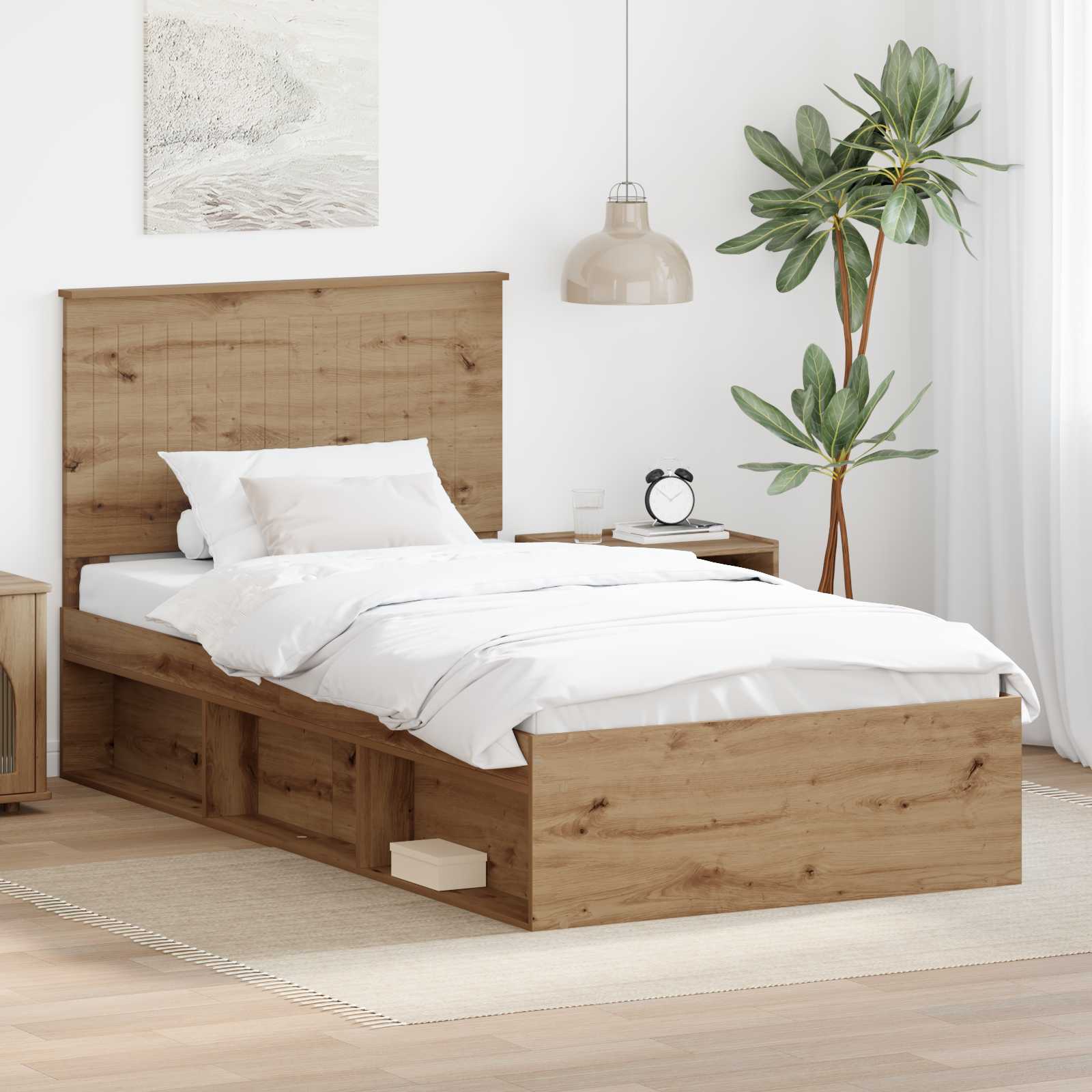 vidaXL Bedframe met hoofdeinde Wit 200 x 200 cm Massief grenenhout