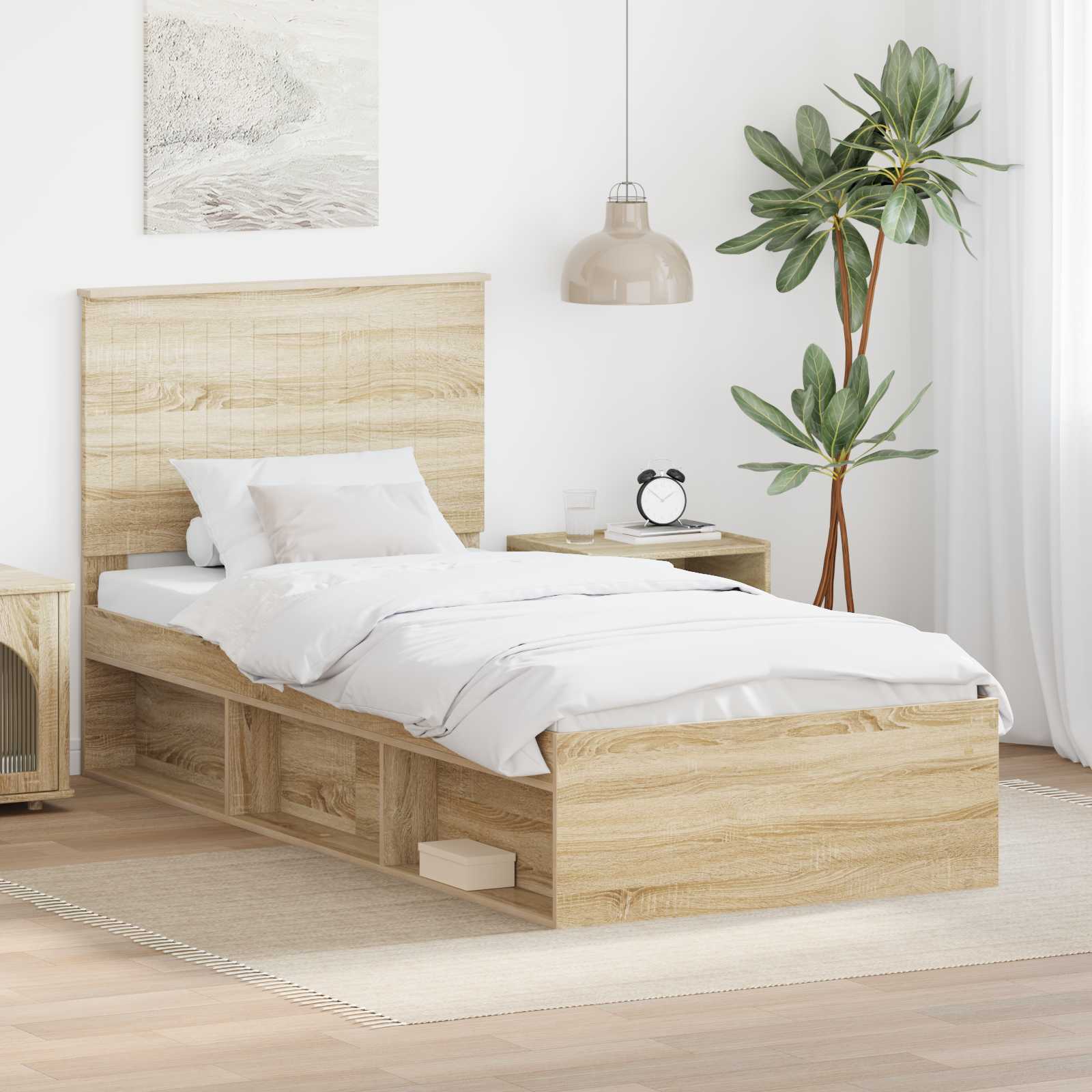 vidaXL Bedframe met hoofdeinde Wit 200 x 200 cm Massief grenenhout