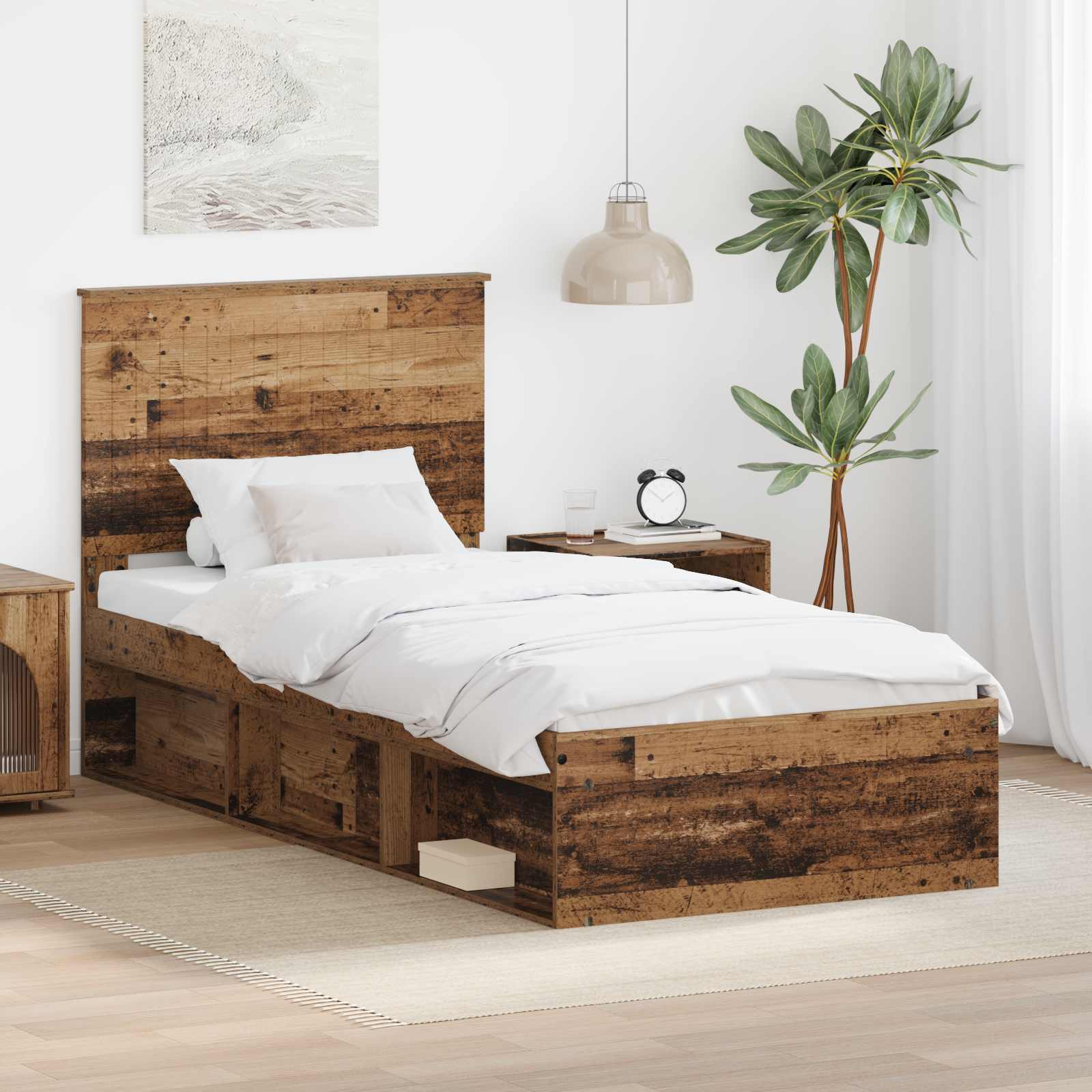 vidaXL Bedframe met hoofdeinde Wit 200 x 200 cm Massief grenenhout