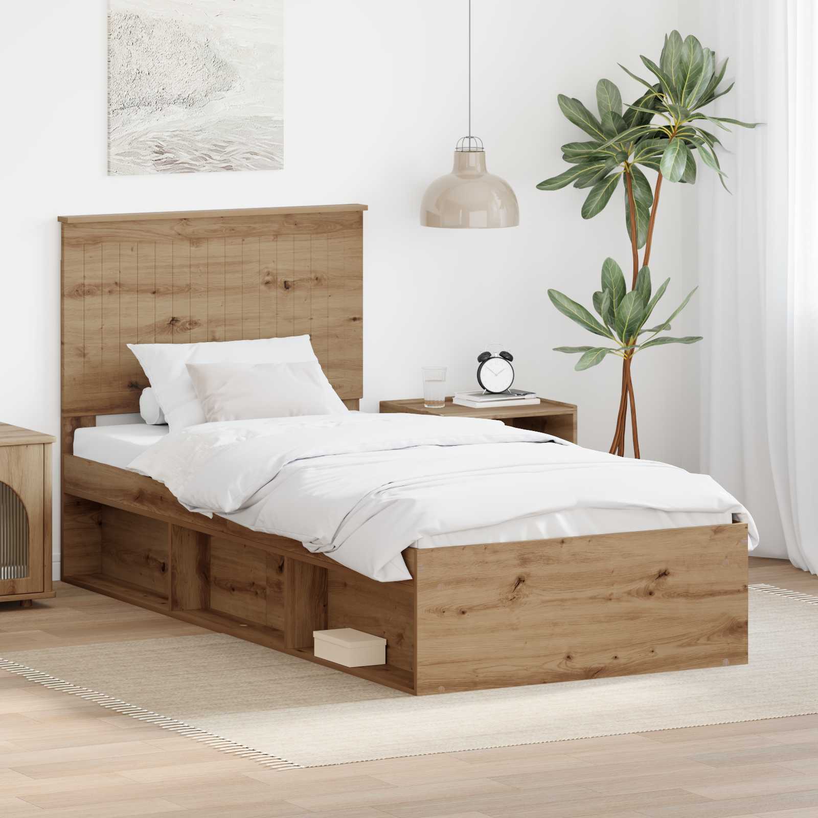 vidaXL Bedframe met hoofdeinde Wit 200 x 200 cm Massief grenenhout