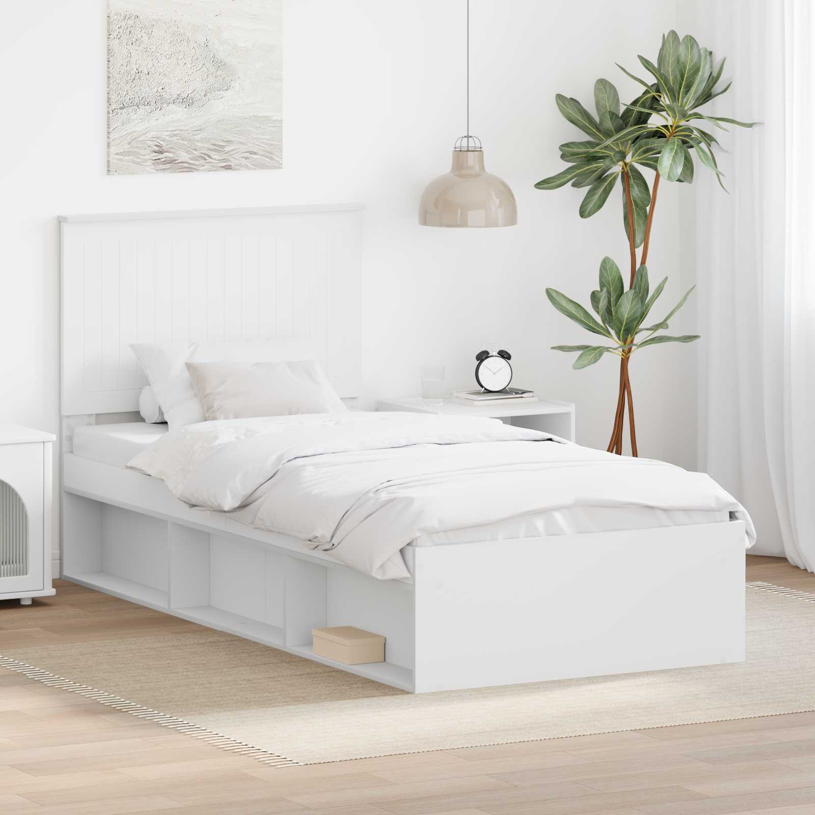 vidaXL Bedframe met hoofdeinde Wit 200 x 200 cm Massief grenenhout