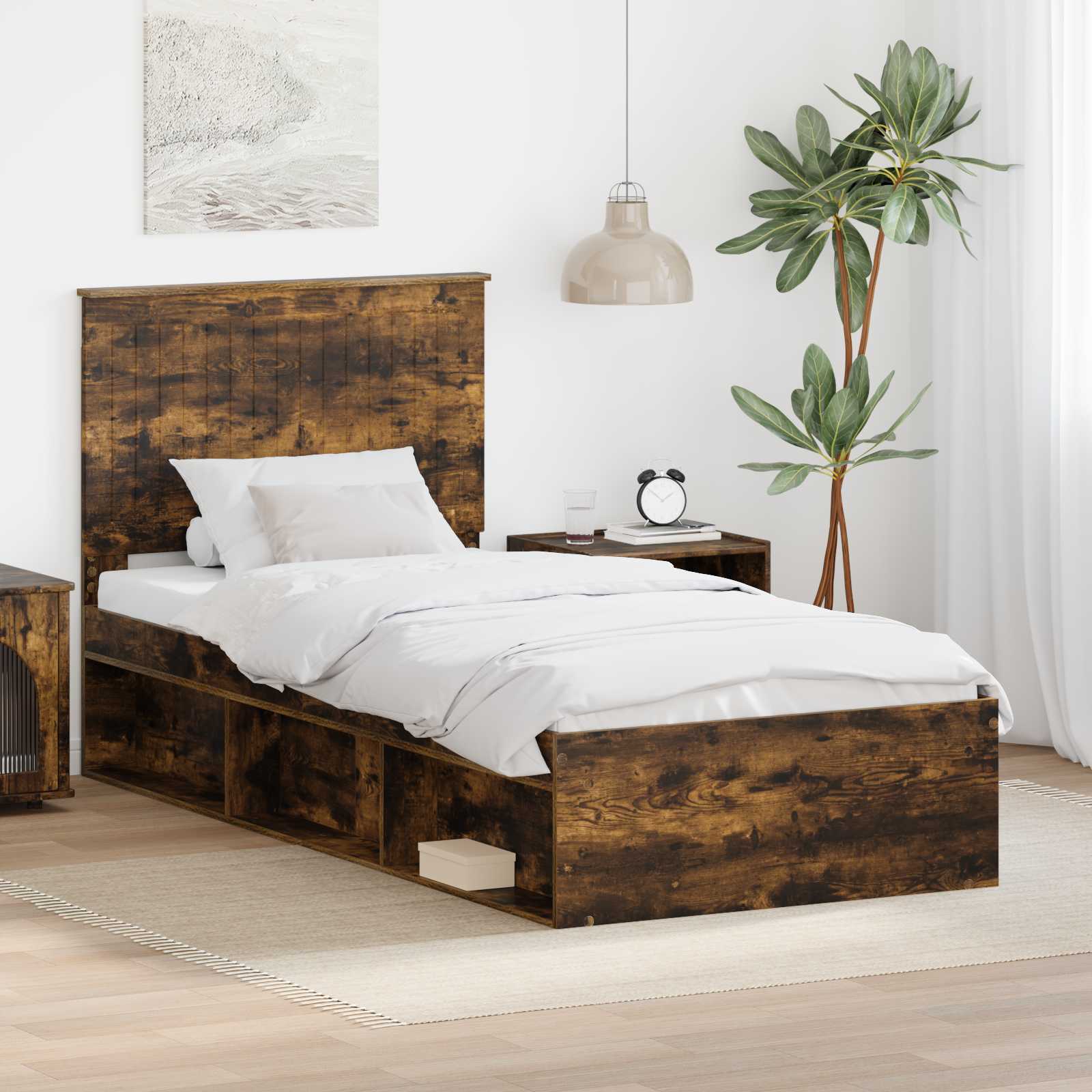 vidaXL Bedframe met hoofdeinde Wit 200 x 200 cm Massief grenenhout