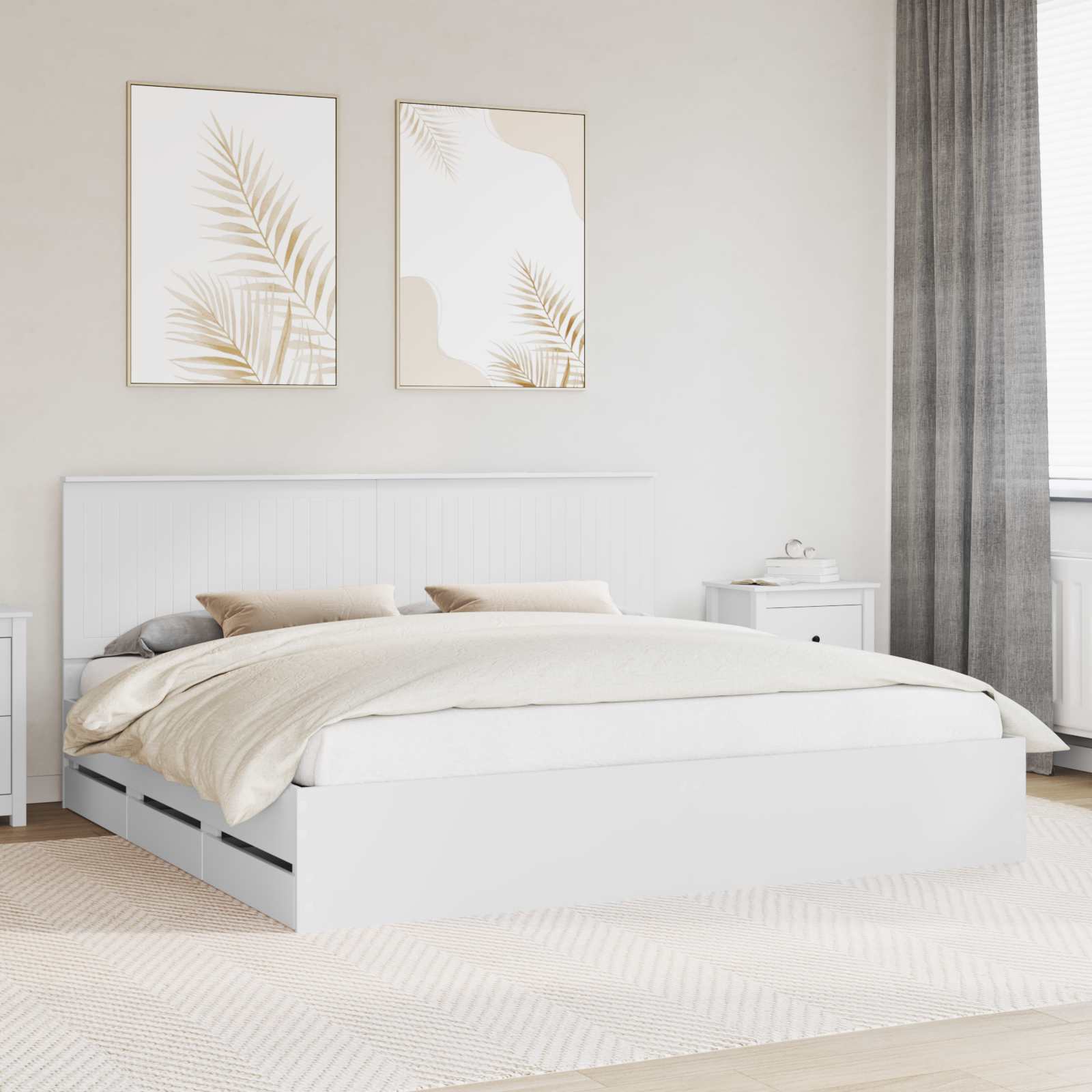 vidaXL Bedframe met lade met opslag Wit 200 x 200 cm Ingenieurshout