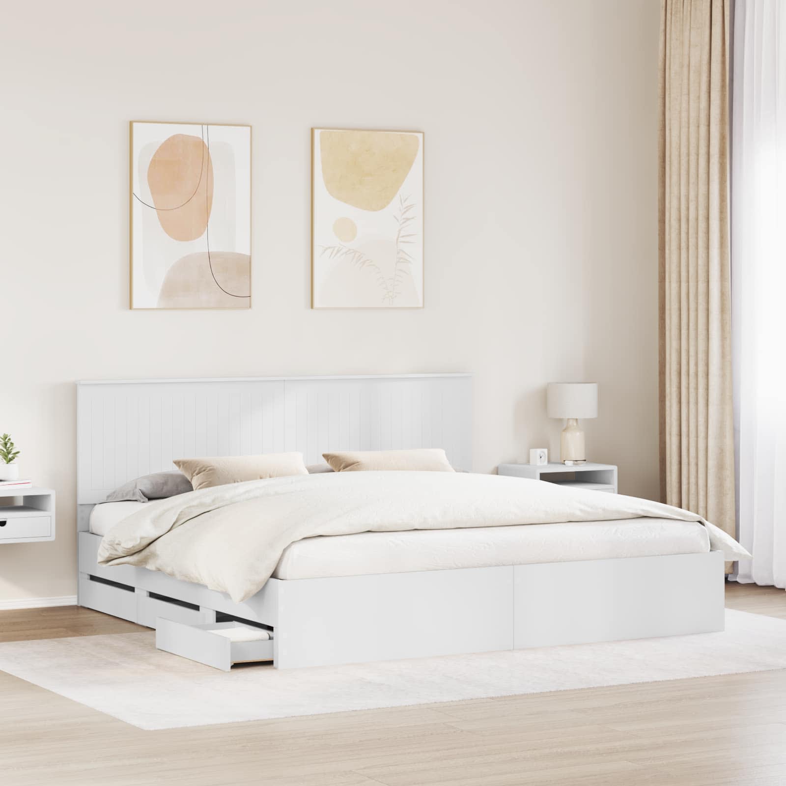 vidaXL Bedframe met lade met opslag Wit 200 x 200 cm Ingenieurshout