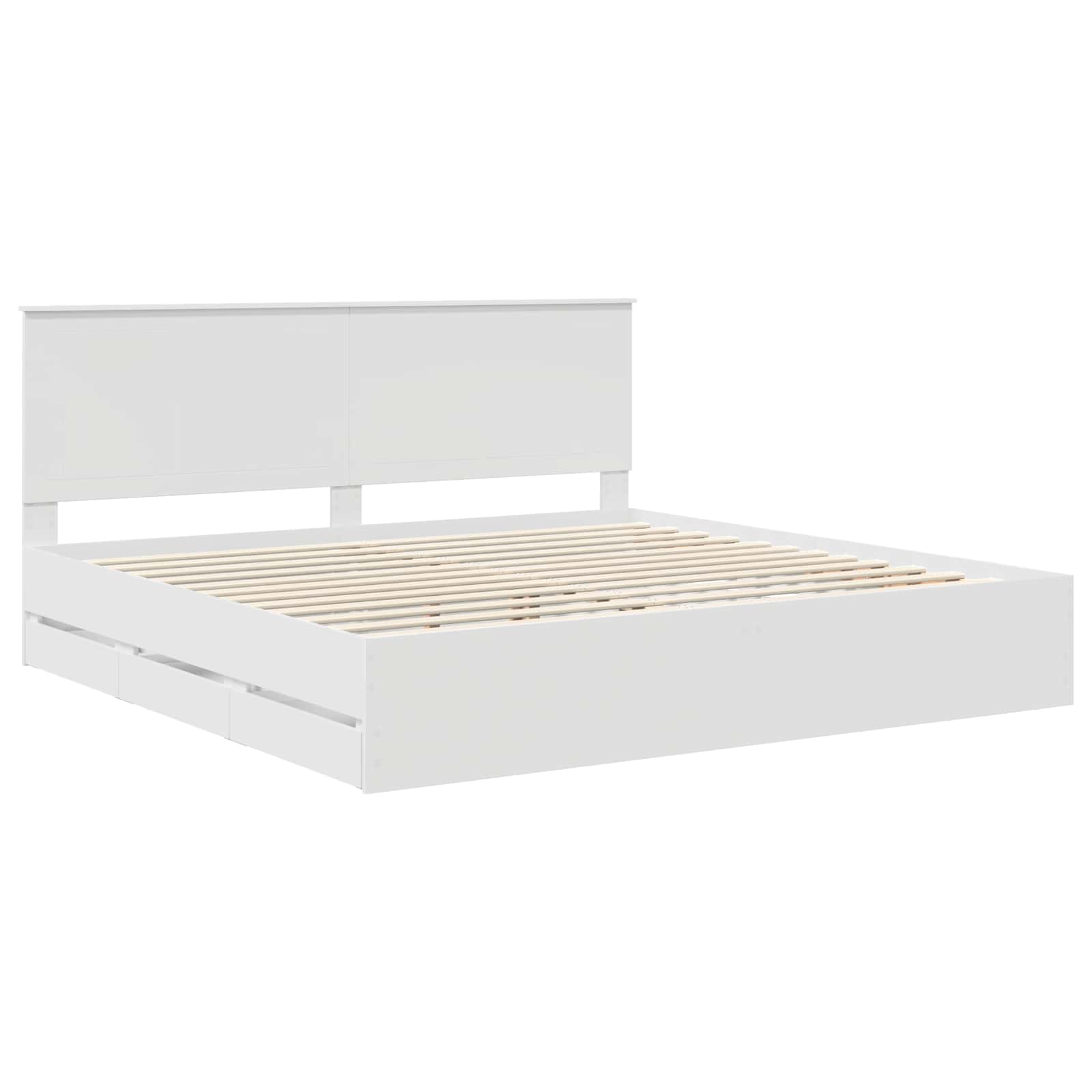 vidaXL Bedframe met lade met opslag Wit 200 x 200 cm Ingenieurshout
