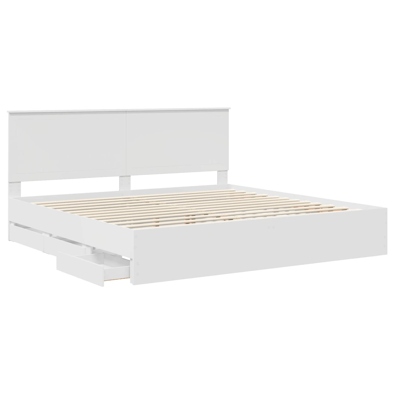 vidaXL Bedframe met lade met opslag Wit 200 x 200 cm Ingenieurshout
