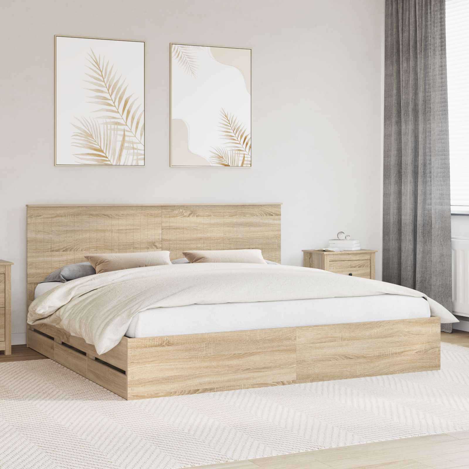 vidaXL Bedframe met lade met opslag Wit 200 x 200 cm Ingenieurshout