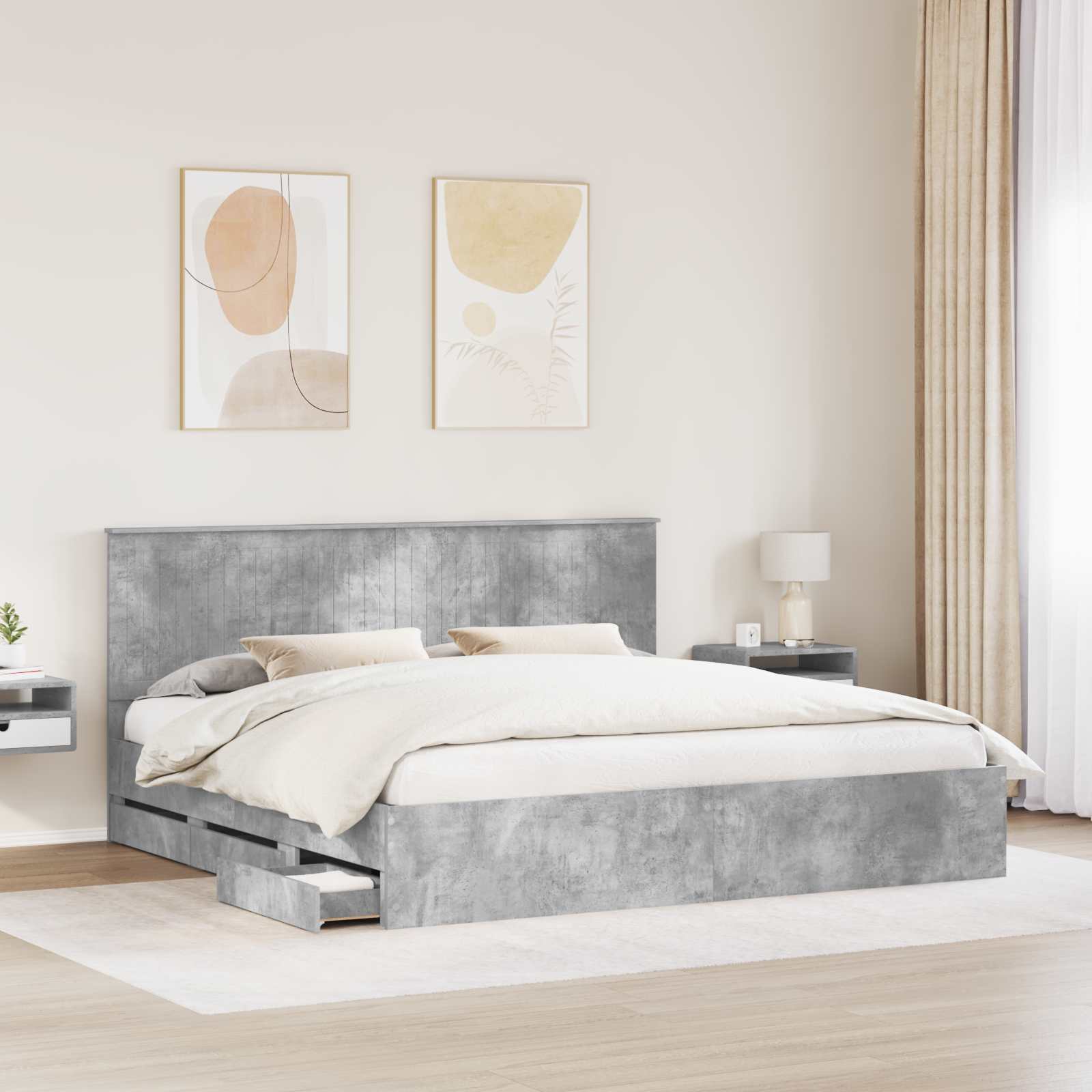 vidaXL Bedframe met lade met opslag Wit 200 x 200 cm Ingenieurshout