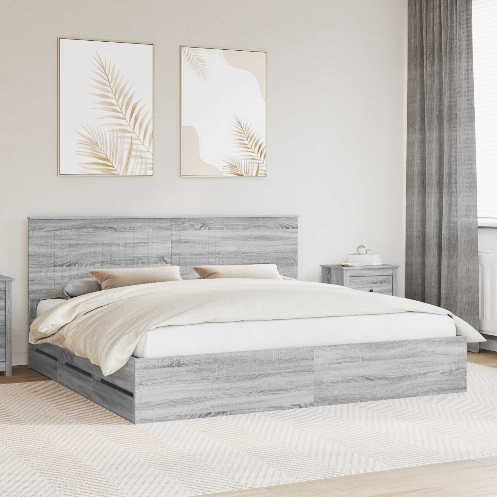 vidaXL Bedframe met lade met opslag Wit 200 x 200 cm Ingenieurshout
