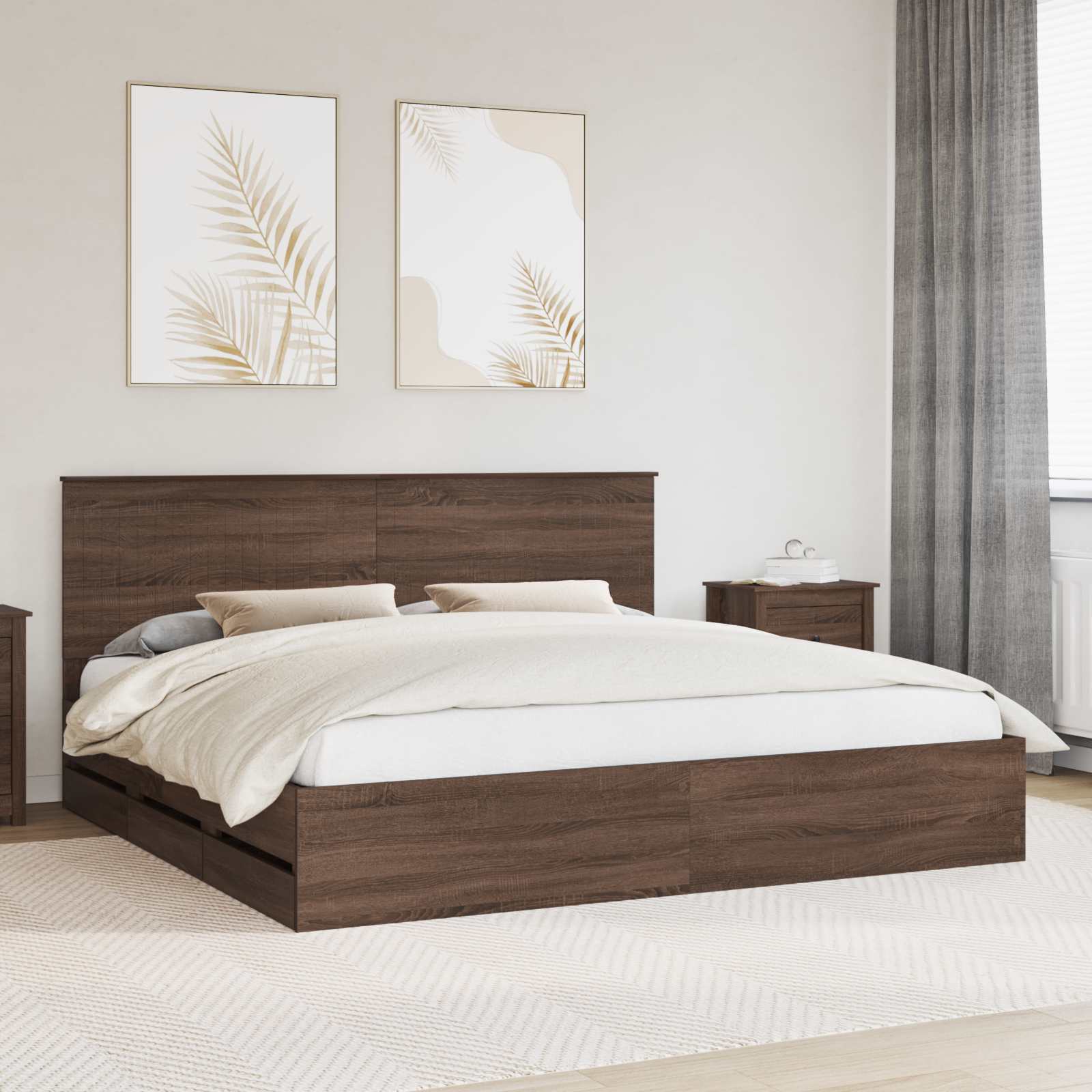 vidaXL Bedframe met lade met opslag Wit 200 x 200 cm Ingenieurshout