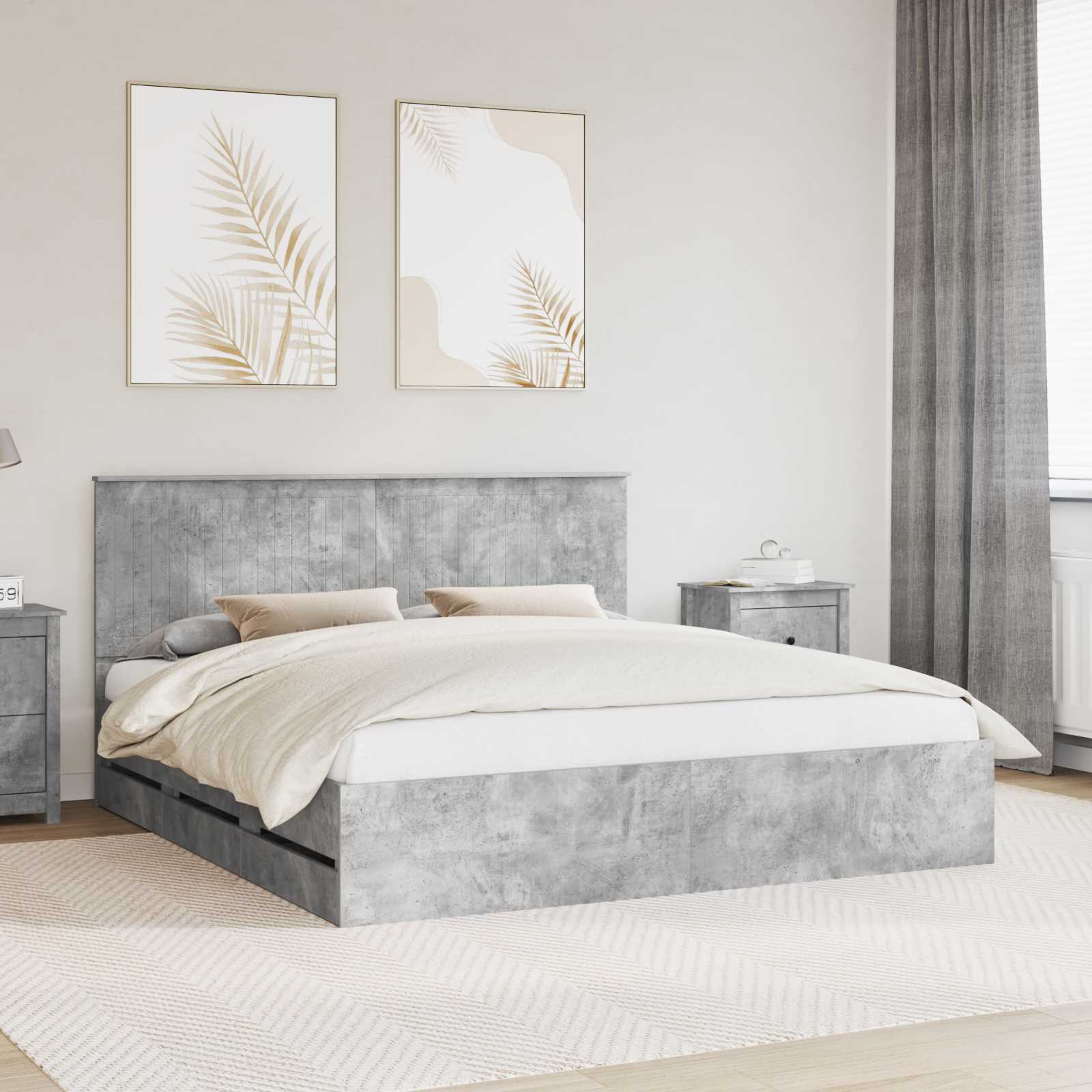 vidaXL Bedframe met lade met opslag Wit 200 x 200 cm Ingenieurshout