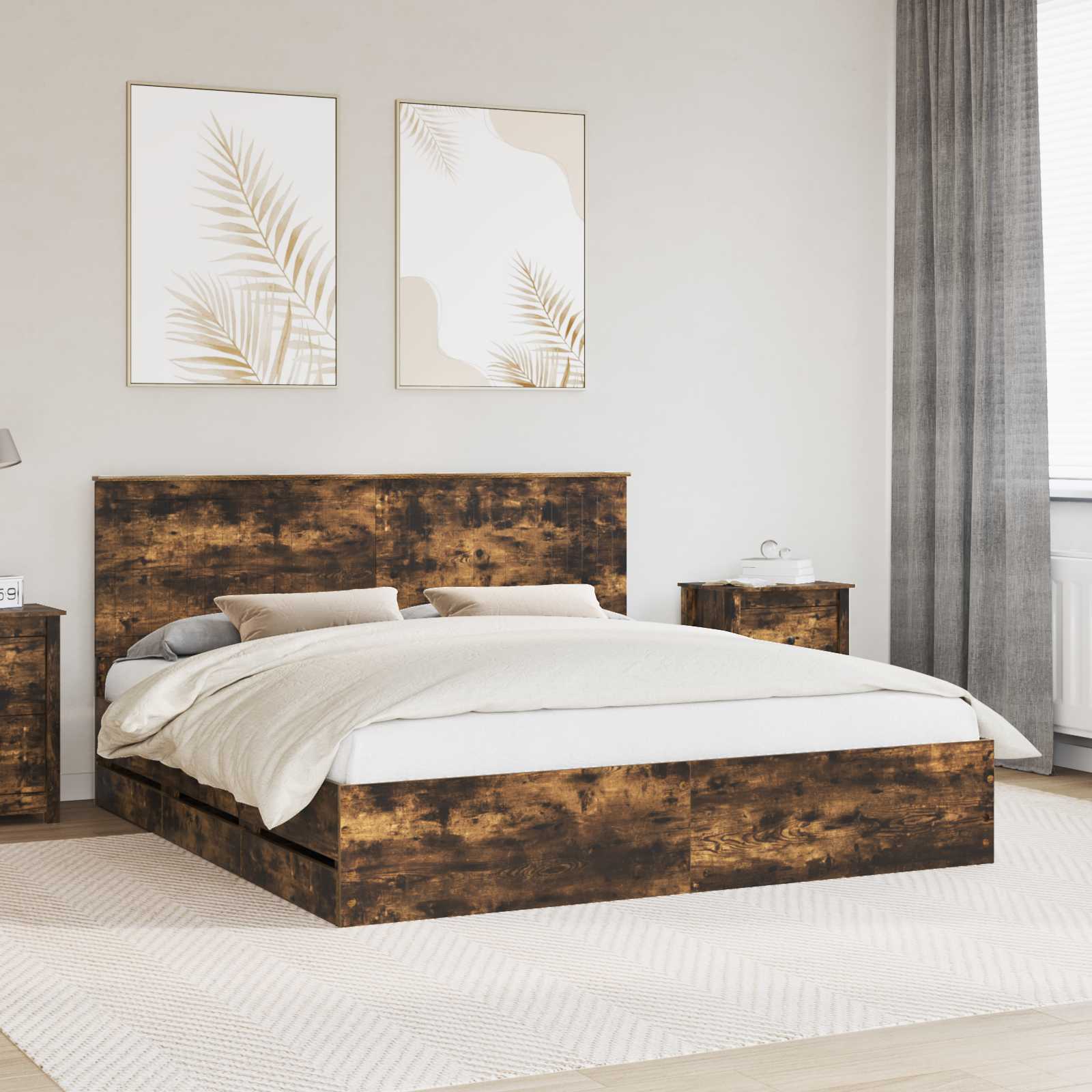 vidaXL Bedframe met lade met opslag Wit 200 x 200 cm Ingenieurshout