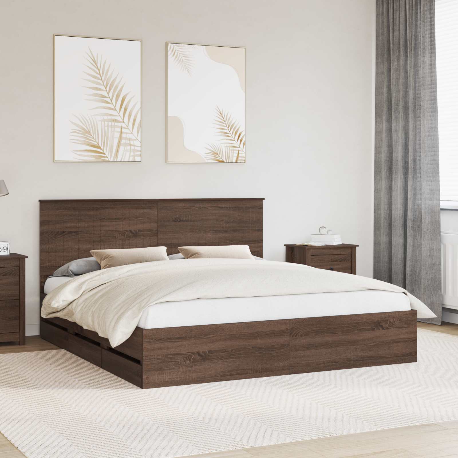 vidaXL Bedframe met lade met opslag Wit 200 x 200 cm Ingenieurshout