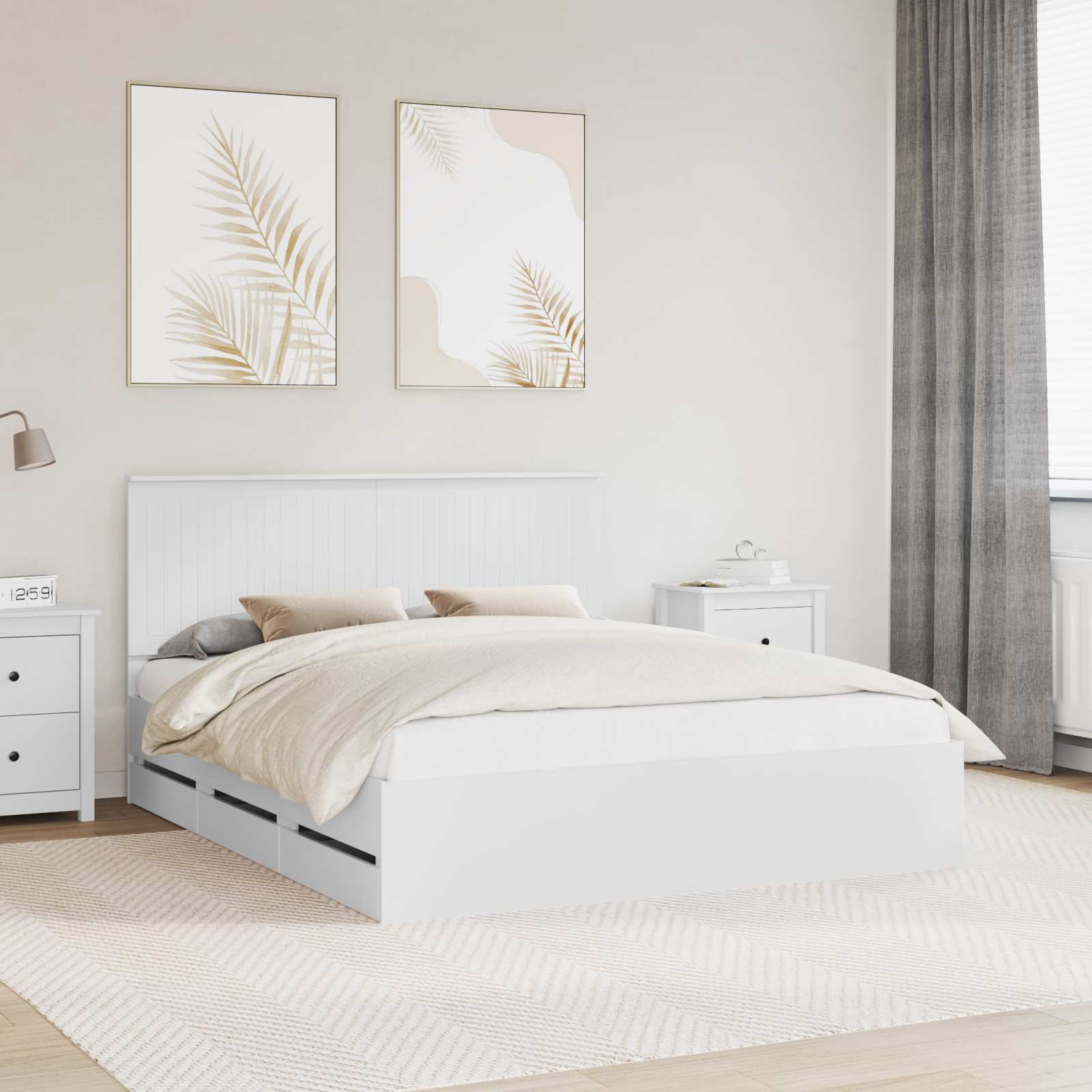 vidaXL Bedframe met lade met opslag Wit 200 x 200 cm Ingenieurshout