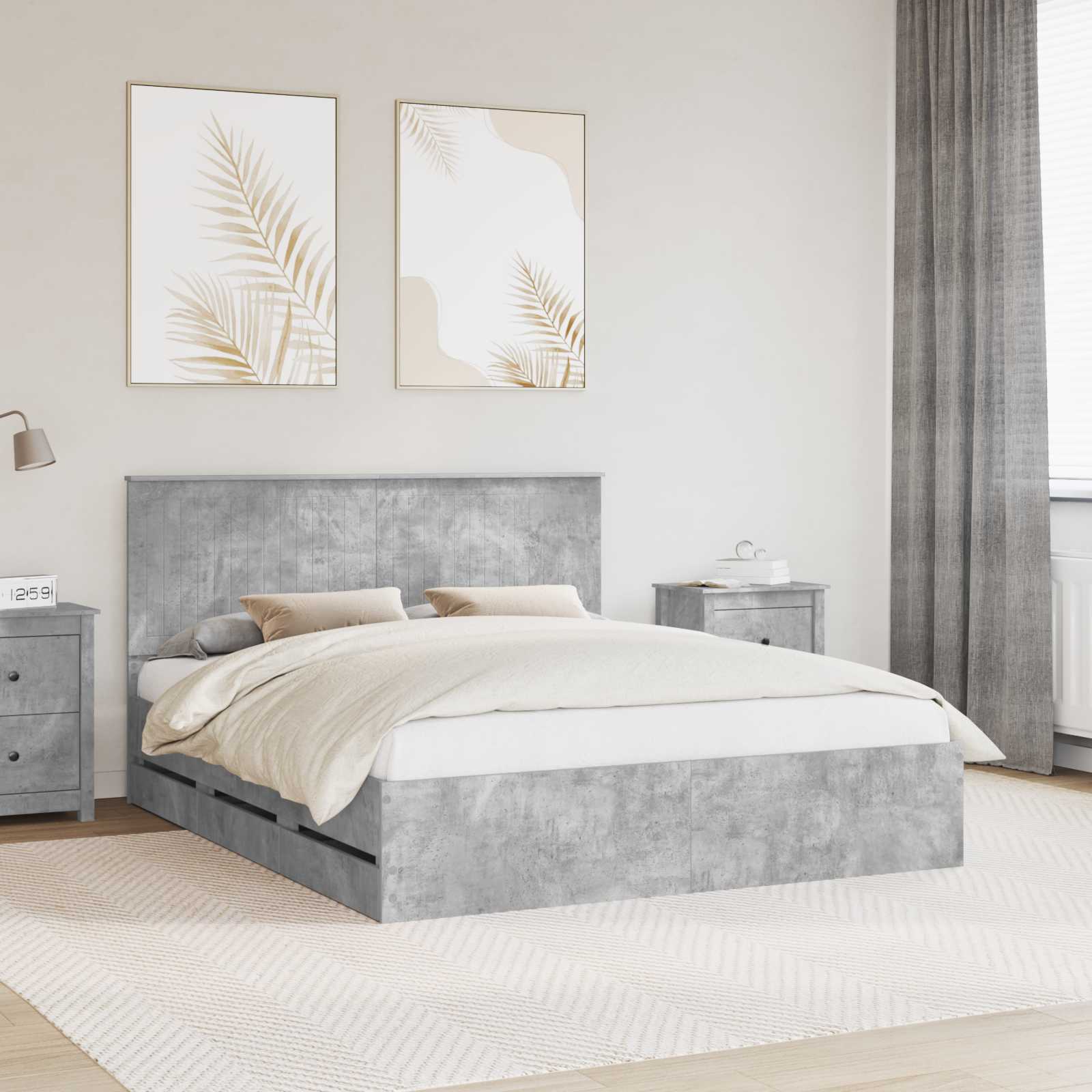 vidaXL Bedframe met lade met opslag Wit 200 x 200 cm Ingenieurshout