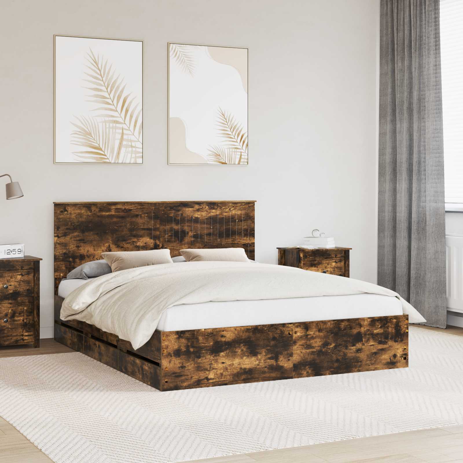 vidaXL Bedframe met lade met opslag Wit 200 x 200 cm Ingenieurshout