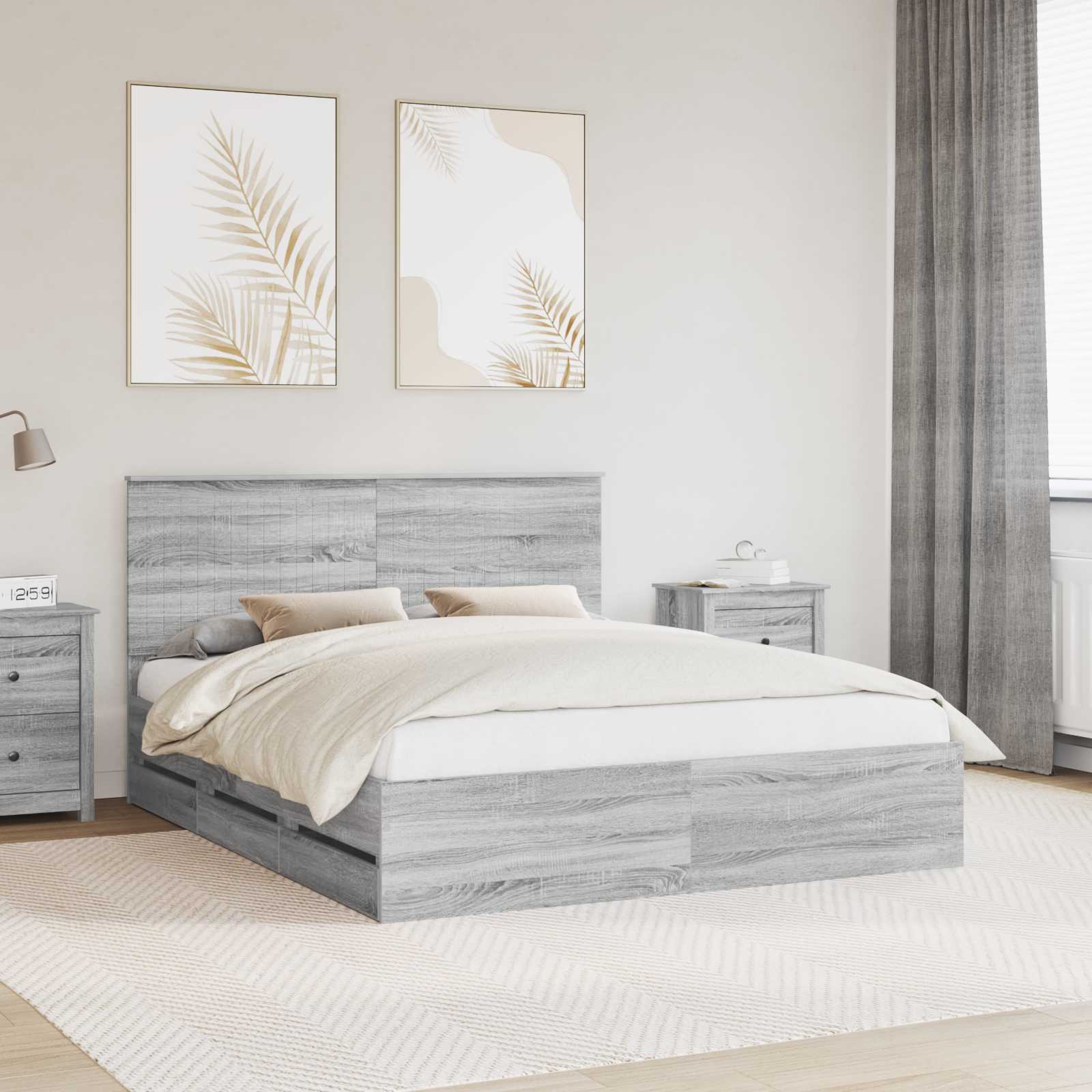 vidaXL Bedframe met lade met opslag Wit 200 x 200 cm Ingenieurshout