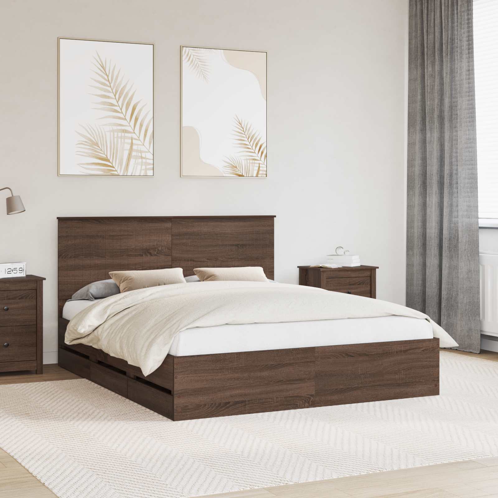 vidaXL Bedframe met lade met opslag Wit 200 x 200 cm Ingenieurshout