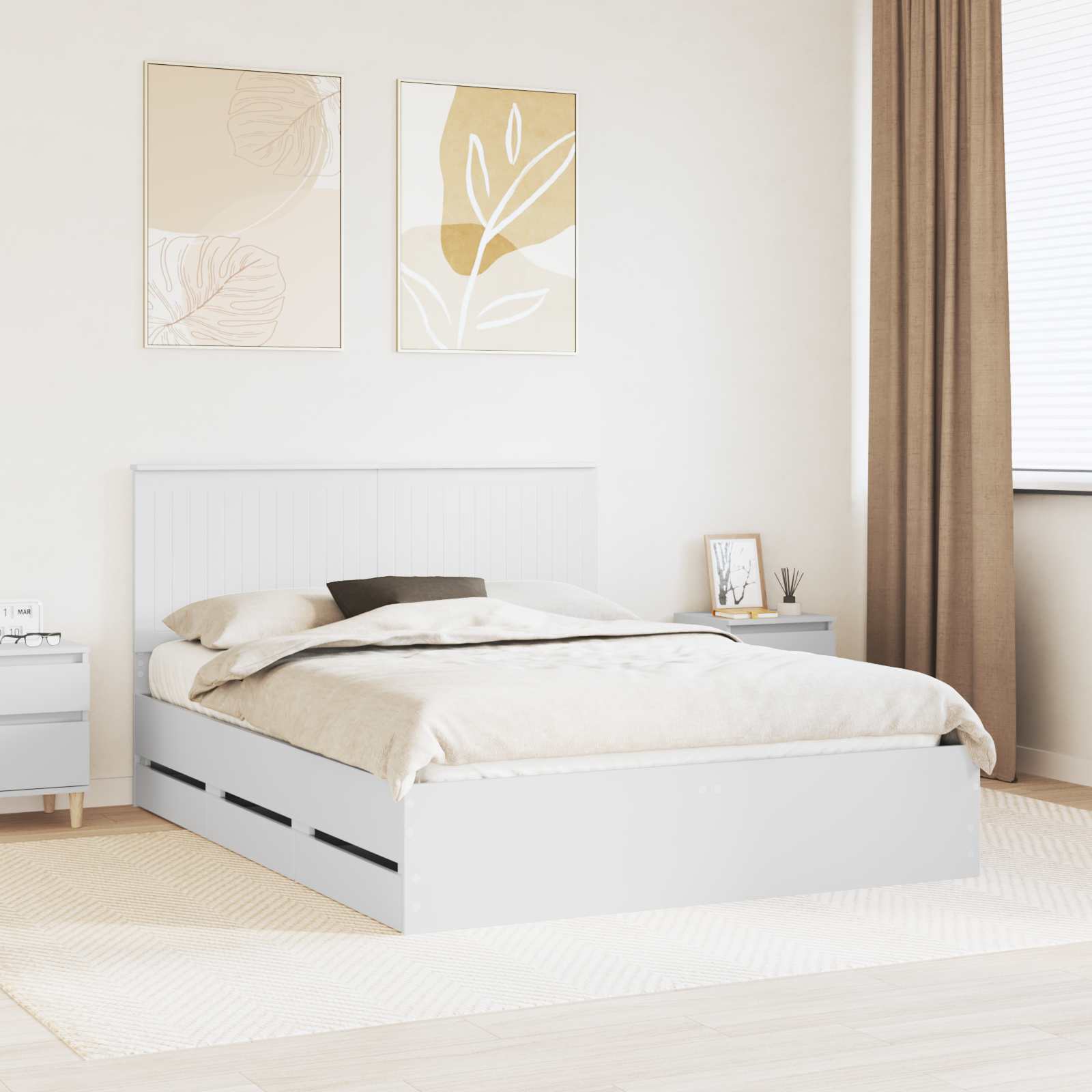 vidaXL Bedframe met lade met opslag Wit 200 x 200 cm Ingenieurshout