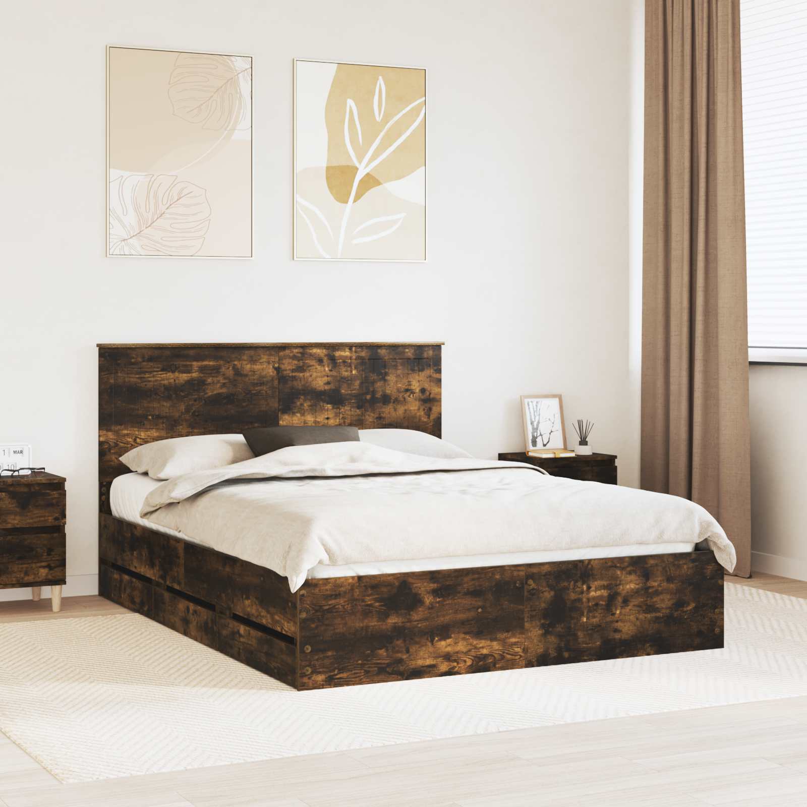 vidaXL Bedframe met lade met opslag Wit 200 x 200 cm Ingenieurshout