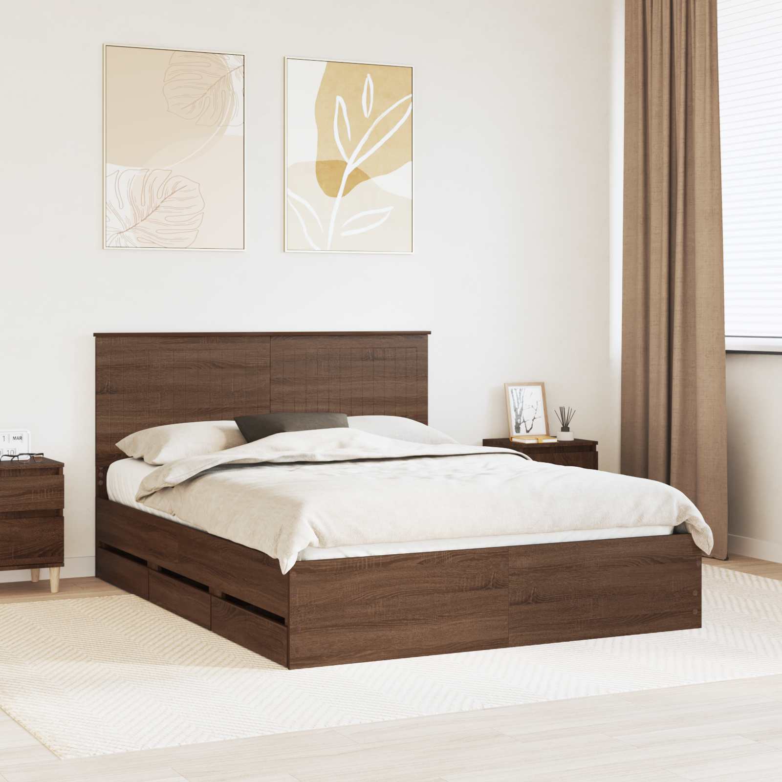 vidaXL Bedframe met lade met opslag Wit 200 x 200 cm Ingenieurshout