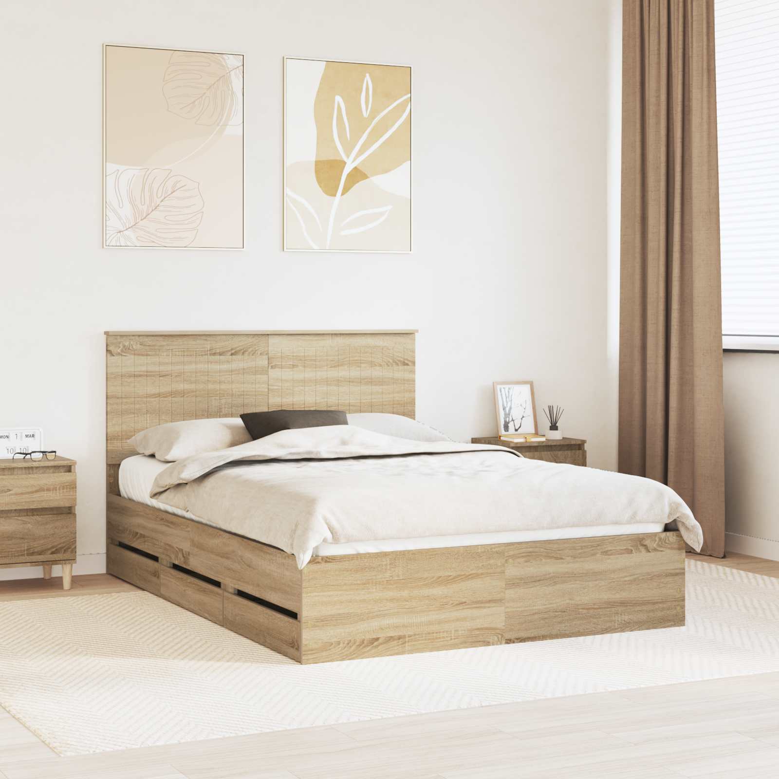 vidaXL Bedframe met lade met opslag Wit 200 x 200 cm Ingenieurshout