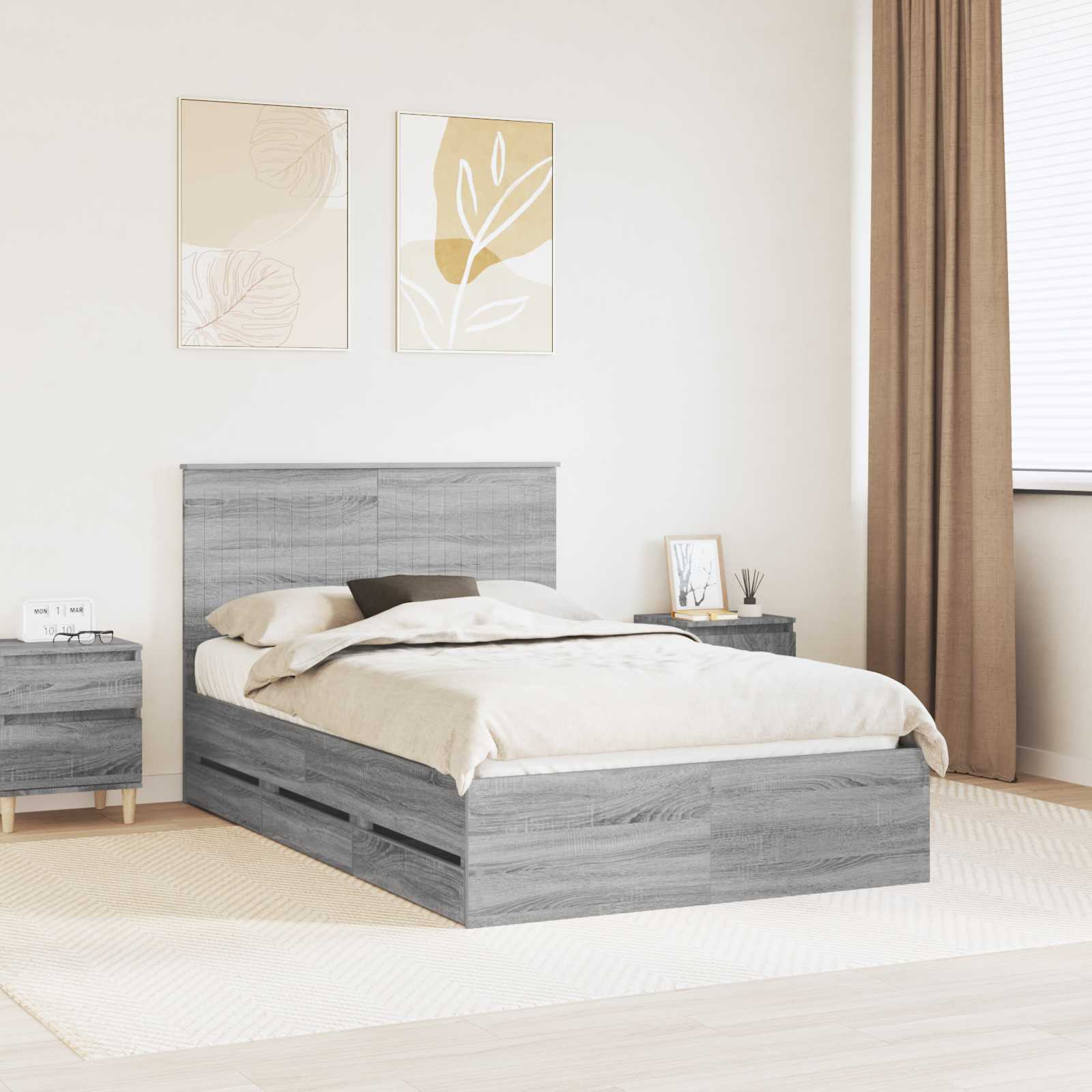 vidaXL Bedframe met lade met opslag Wit 200 x 200 cm Ingenieurshout