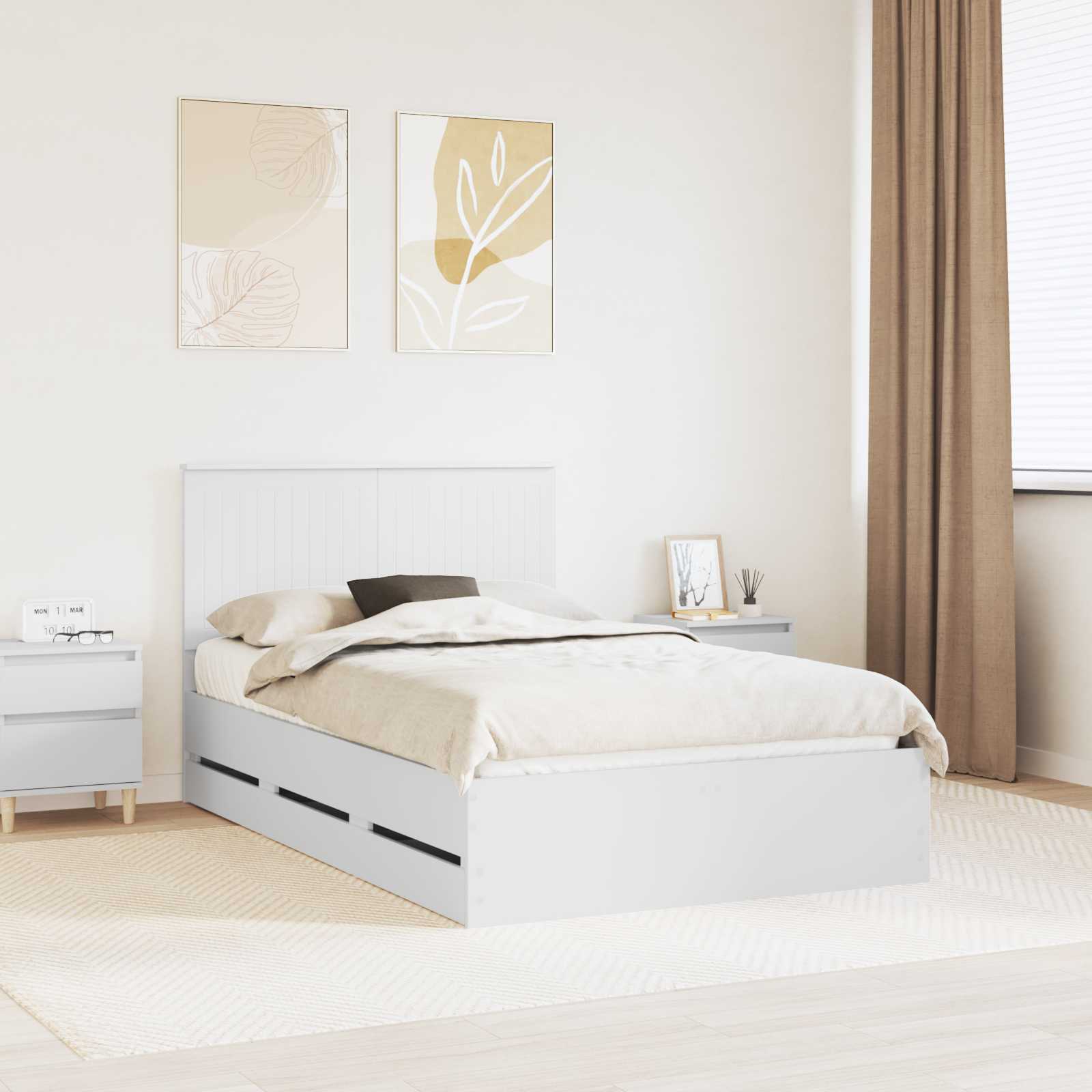 vidaXL Bedframe met lade met opslag Wit 200 x 200 cm Ingenieurshout