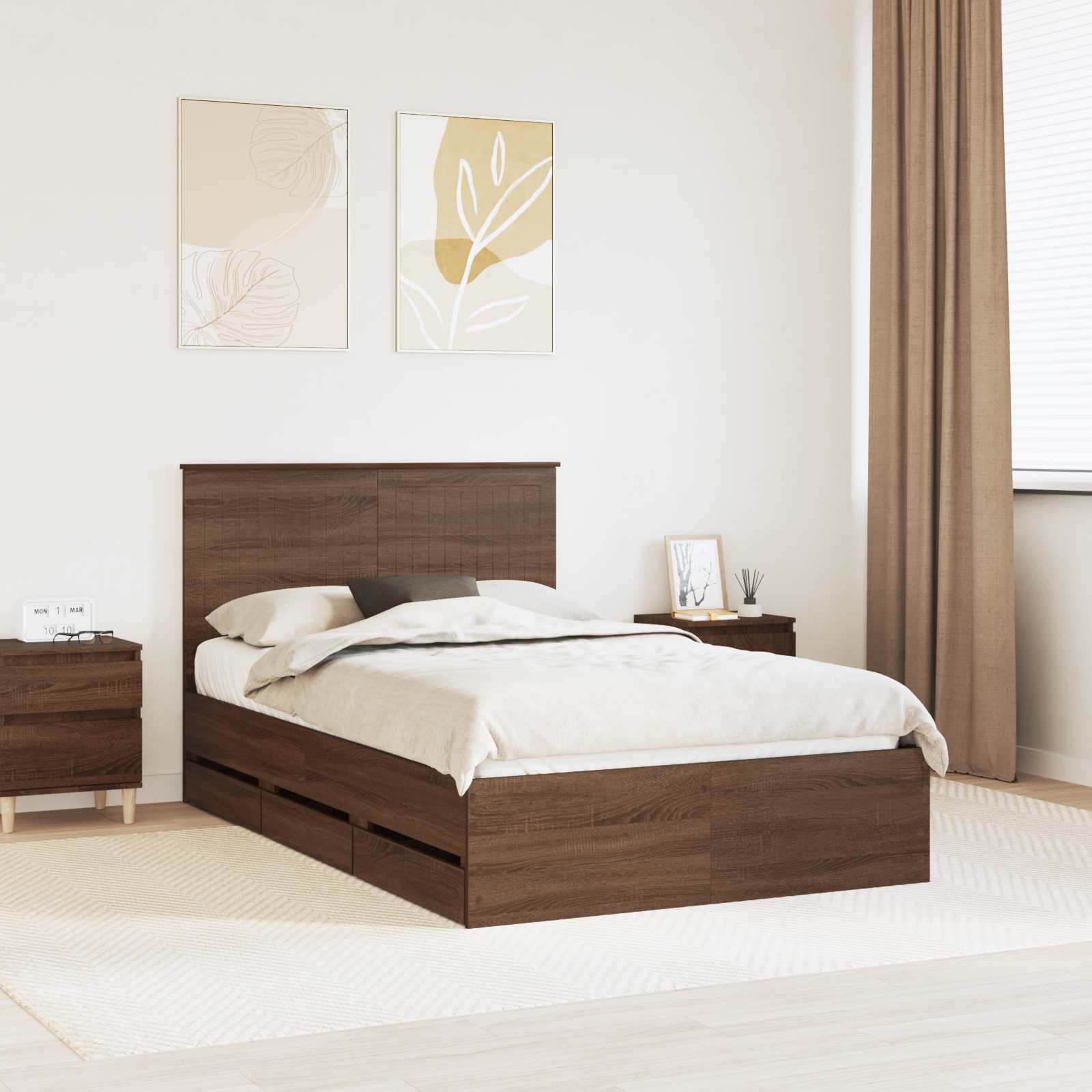 vidaXL Bedframe met lade met opslag Wit 200 x 200 cm Ingenieurshout
