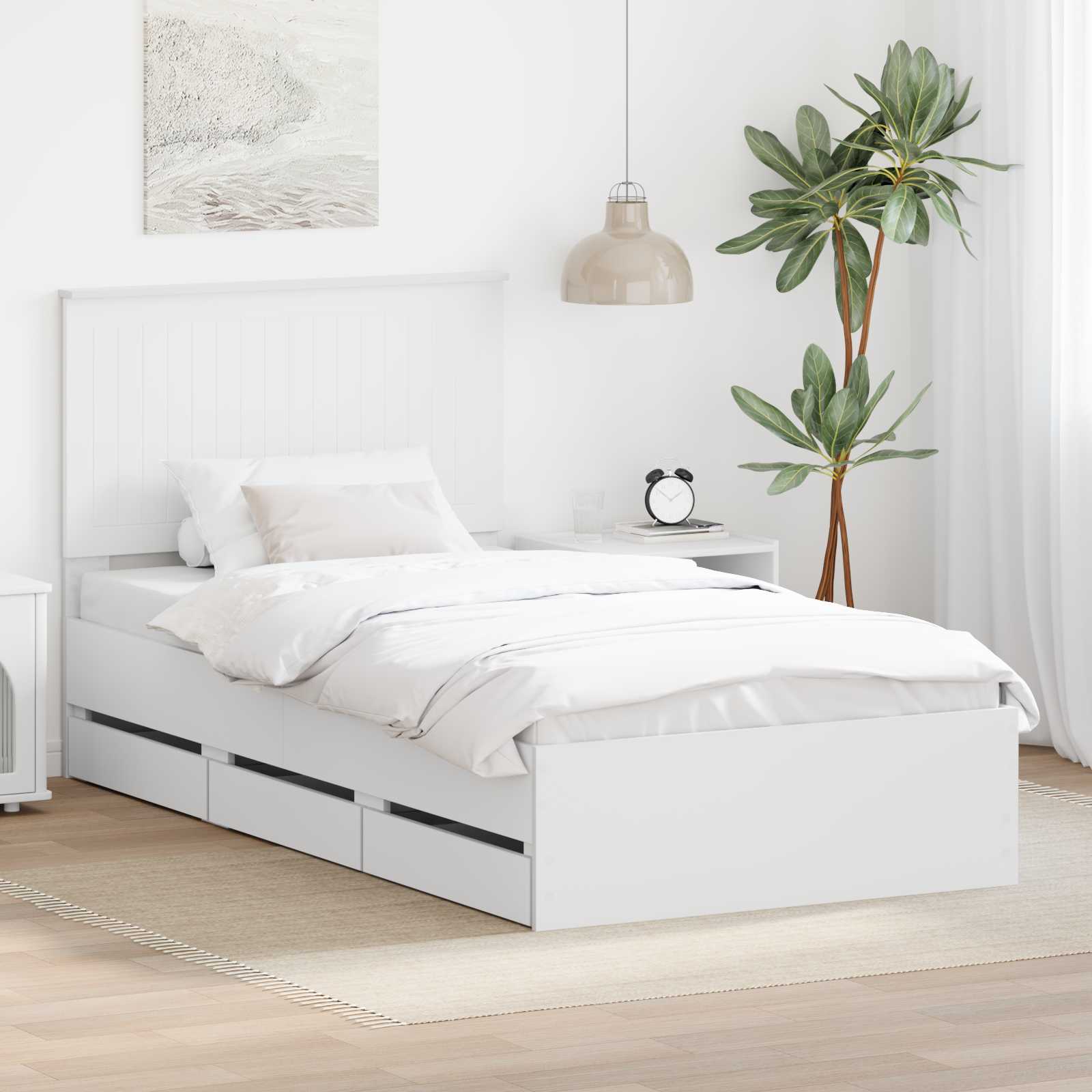 vidaXL Bedframe met lade met opslag Wit 200 x 200 cm Ingenieurshout