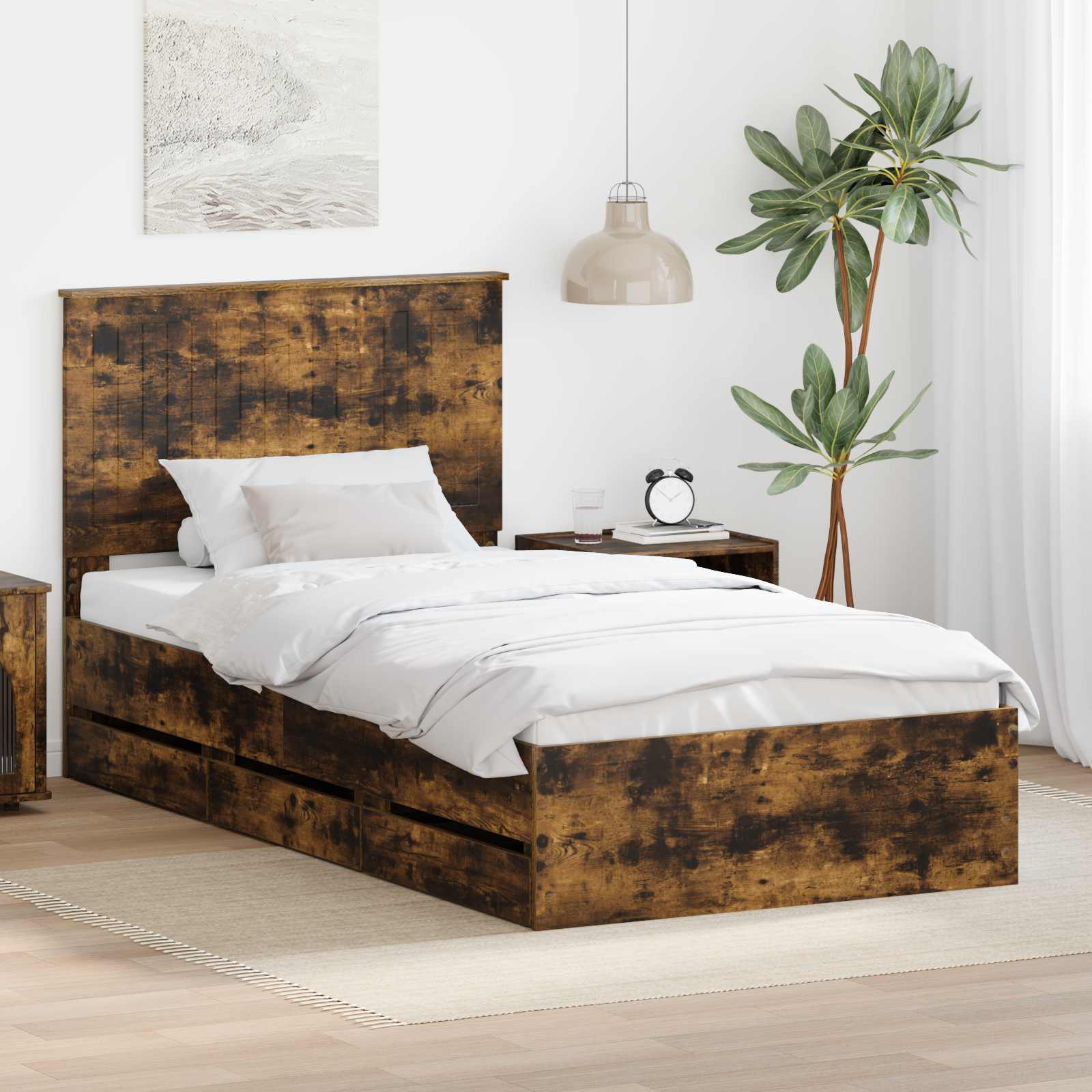 vidaXL Bedframe met lade met opslag Wit 200 x 200 cm Ingenieurshout