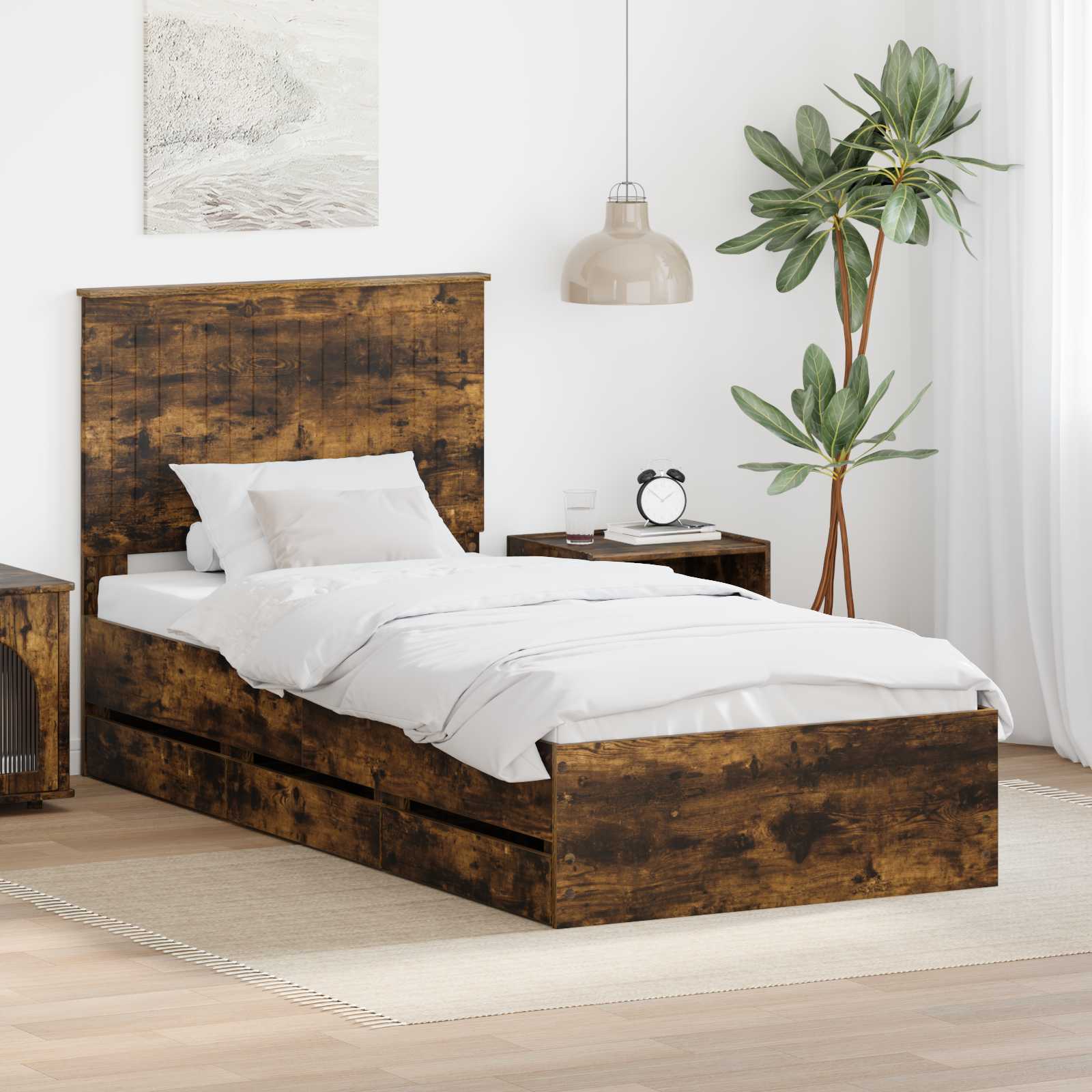 vidaXL Bedframe met lade met opslag Wit 200 x 200 cm Ingenieurshout