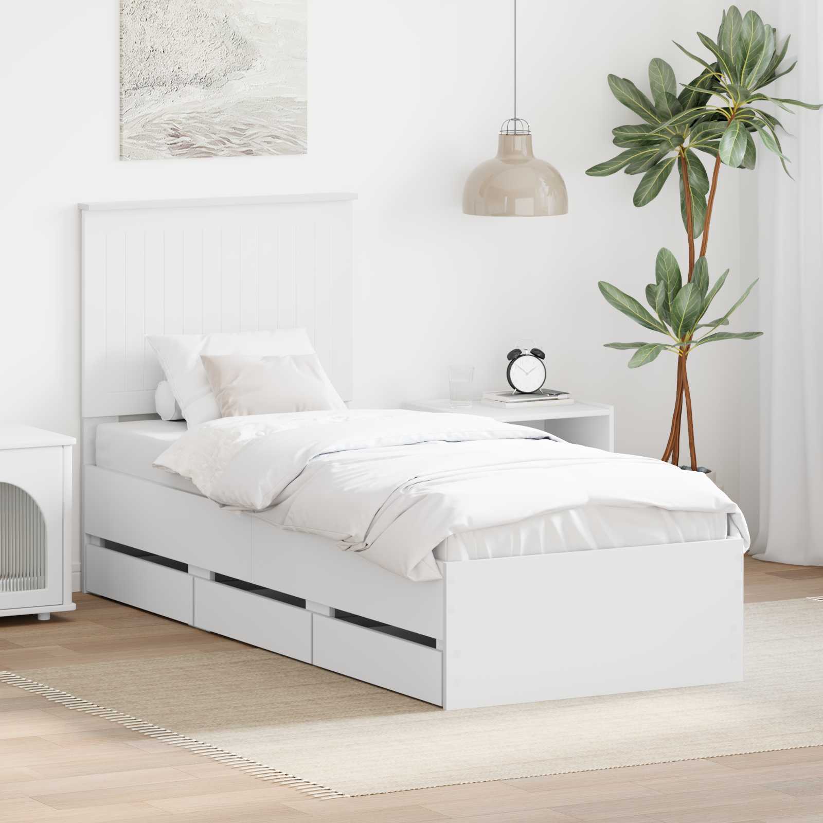 vidaXL Bedframe met lade met opslag Wit 200 x 200 cm Ingenieurshout