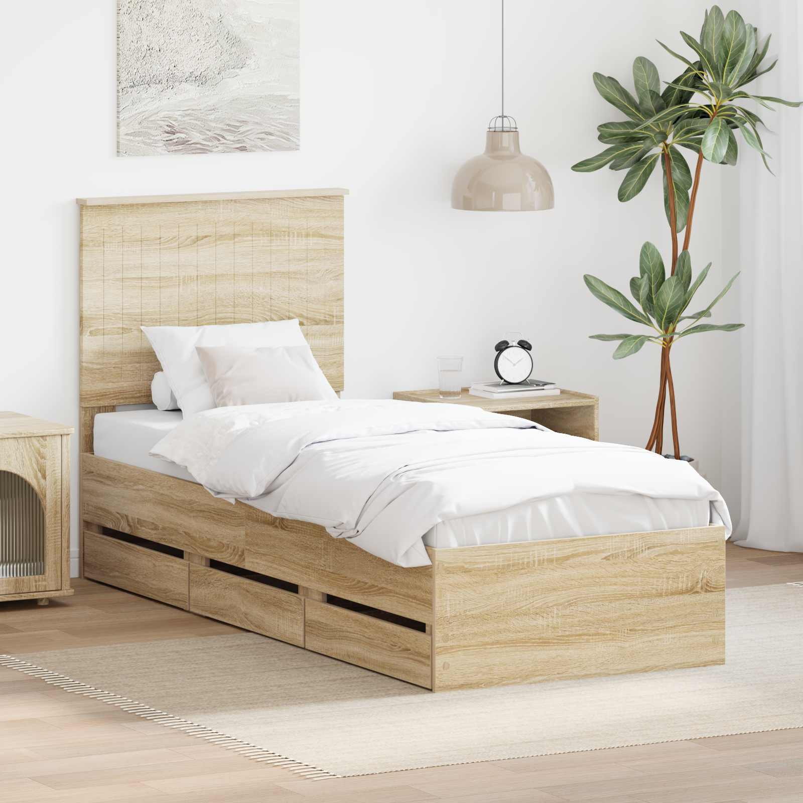 vidaXL Bedframe met lade met opslag Wit 200 x 200 cm Ingenieurshout