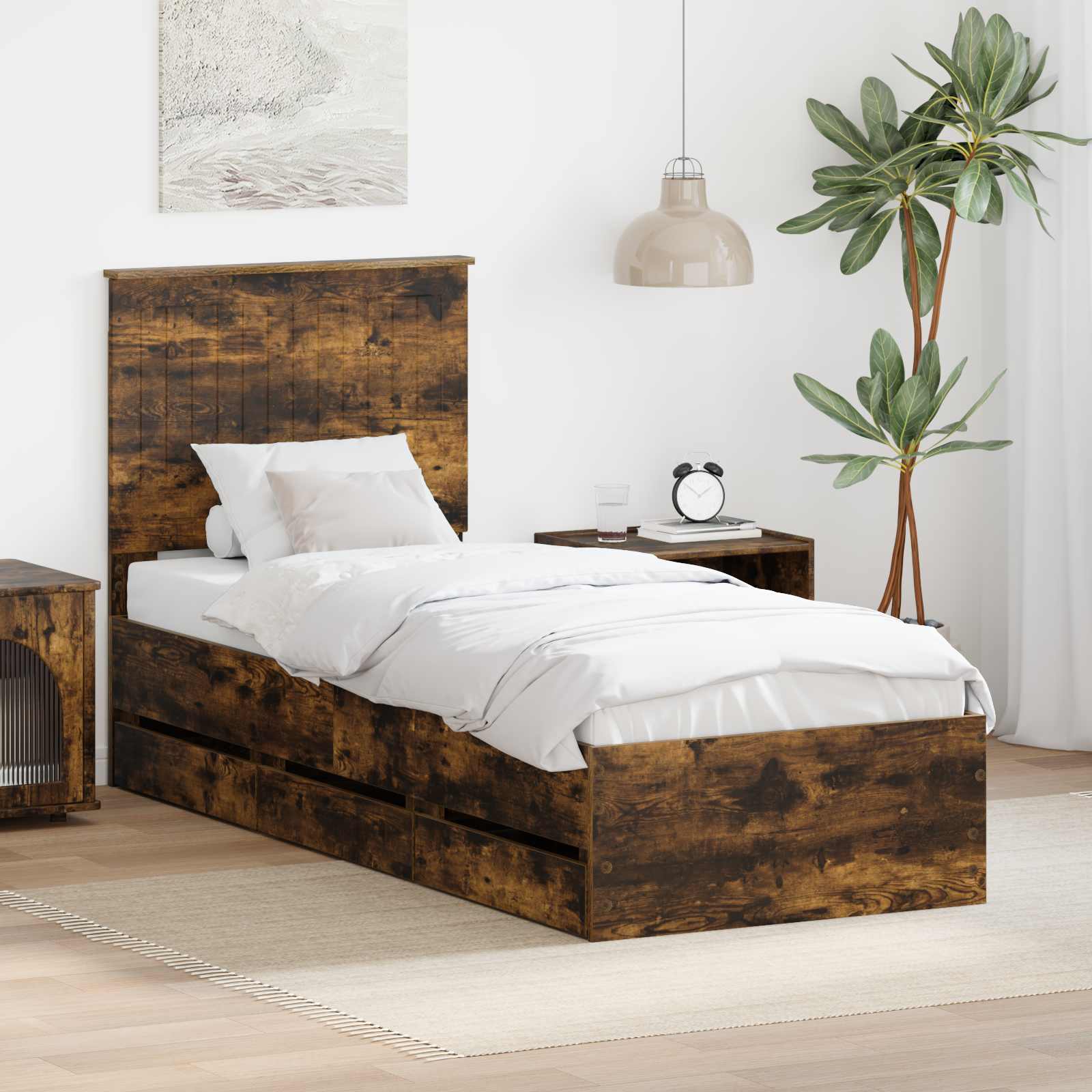 vidaXL Bedframe met lade met opslag Wit 200 x 200 cm Ingenieurshout