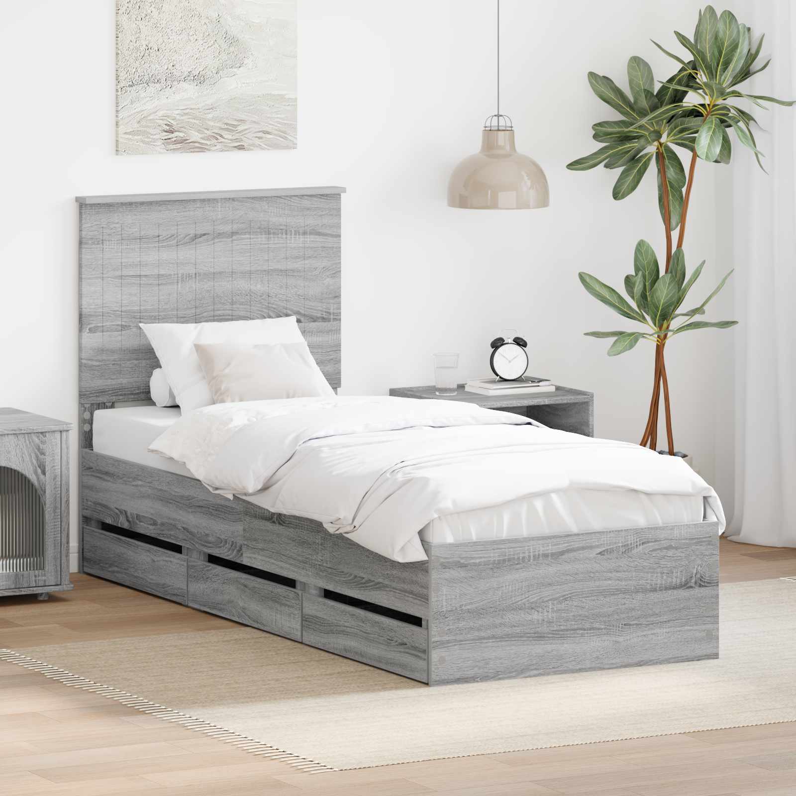 vidaXL Bedframe met lade met opslag Wit 200 x 200 cm Ingenieurshout