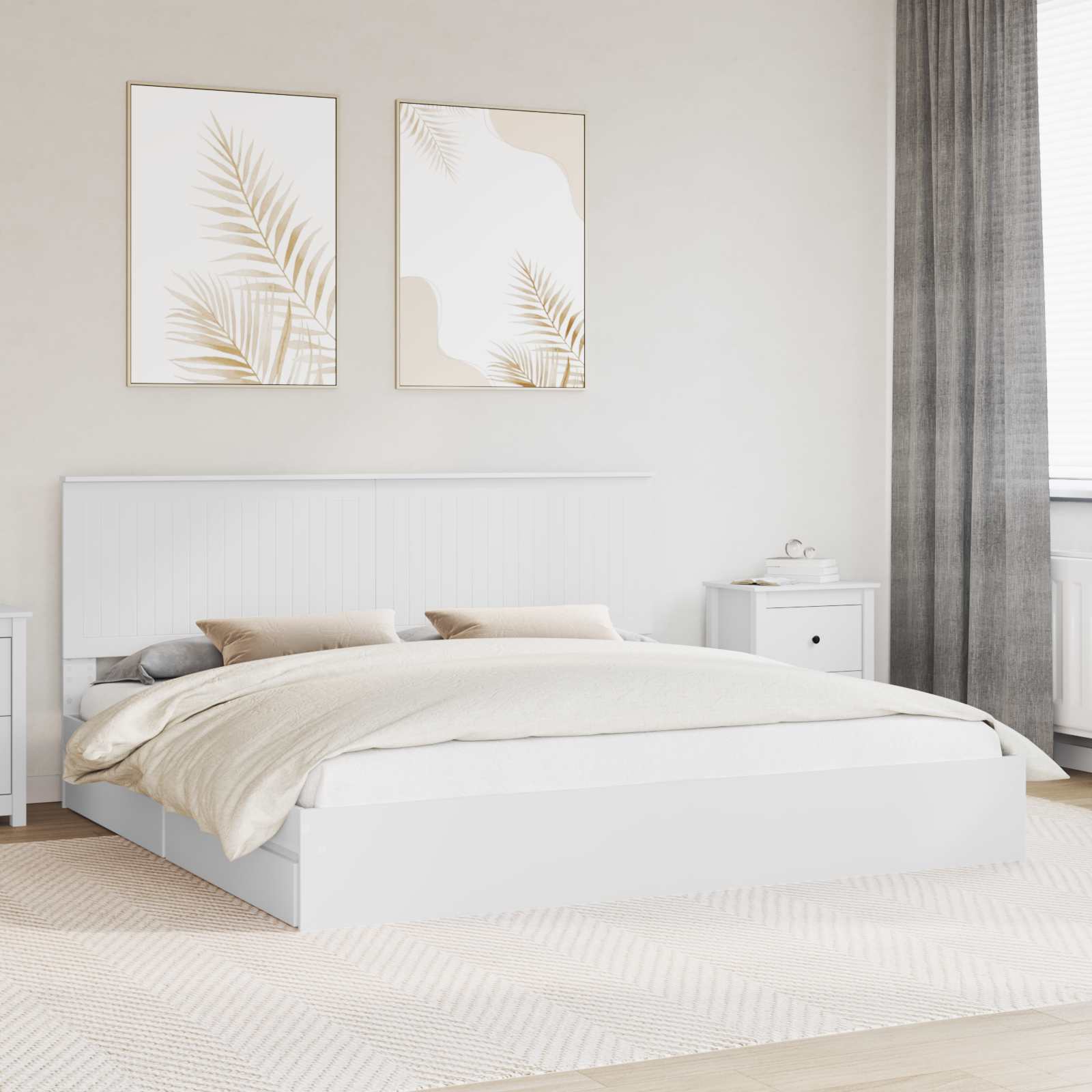 vidaXL Opslag bed met hoofdeinde Wit 200 x 200 cm Bewerkt hout