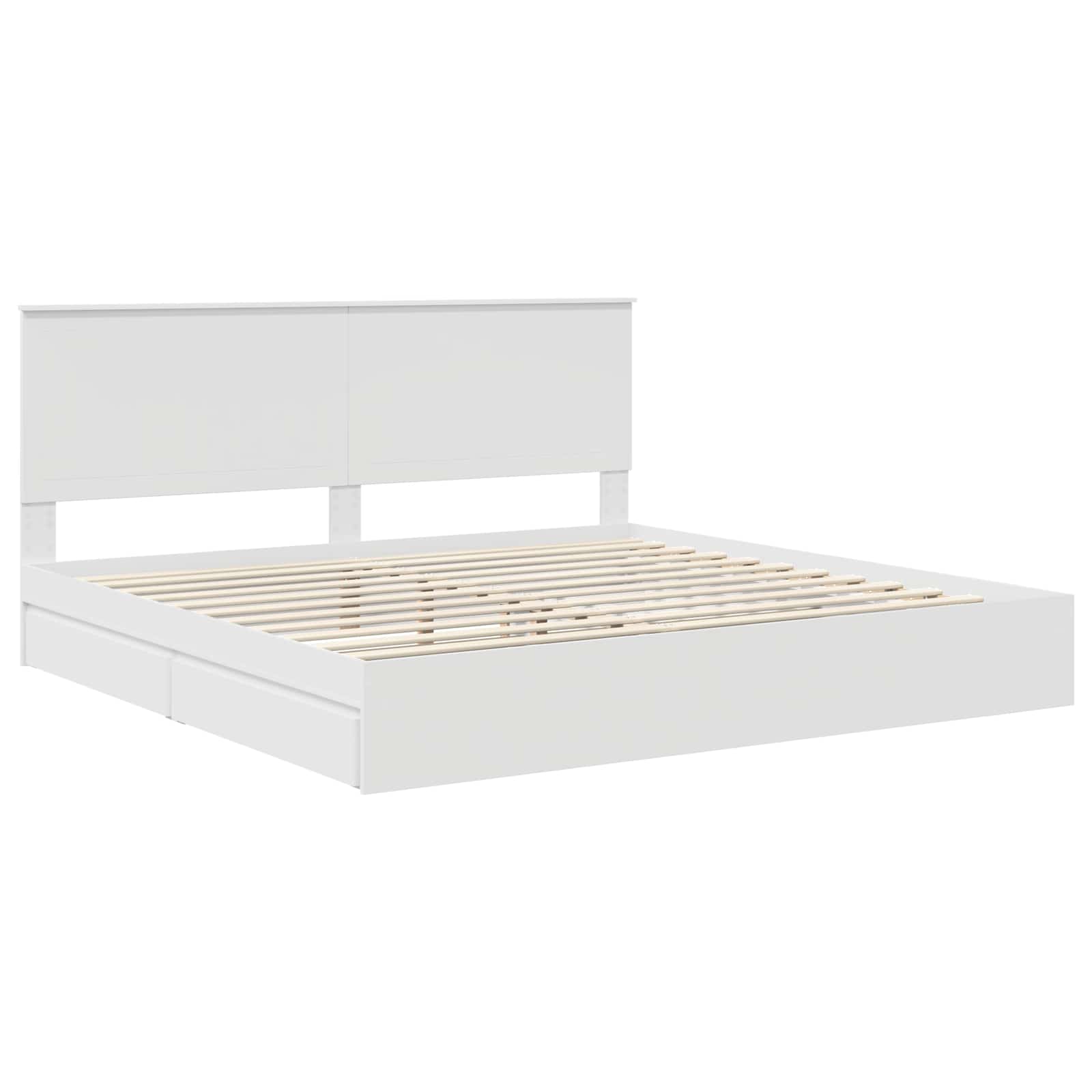 vidaXL Opslag bed met hoofdeinde Wit 200 x 200 cm Bewerkt hout