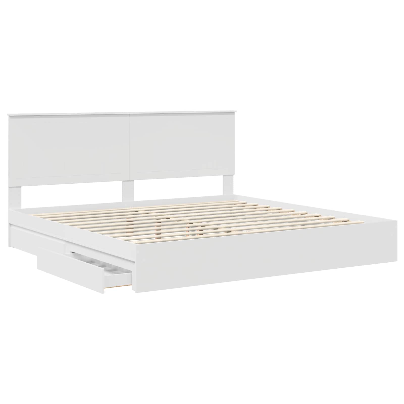 vidaXL Opslag bed met hoofdeinde Wit 200 x 200 cm Bewerkt hout