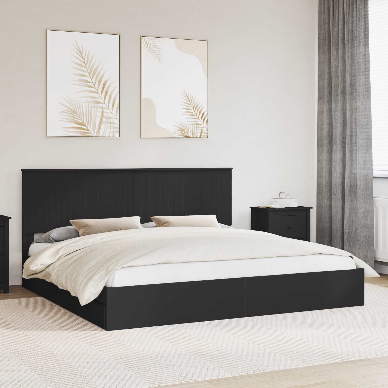 vidaXL Opslag bed met hoofdeinde Wit 200 x 200 cm Bewerkt hout