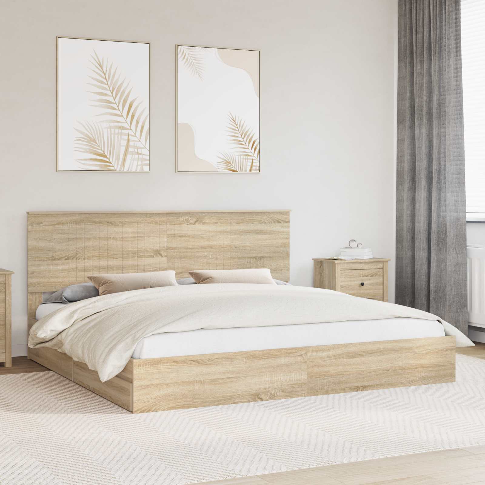 vidaXL Opslag bed met hoofdeinde Wit 200 x 200 cm Bewerkt hout