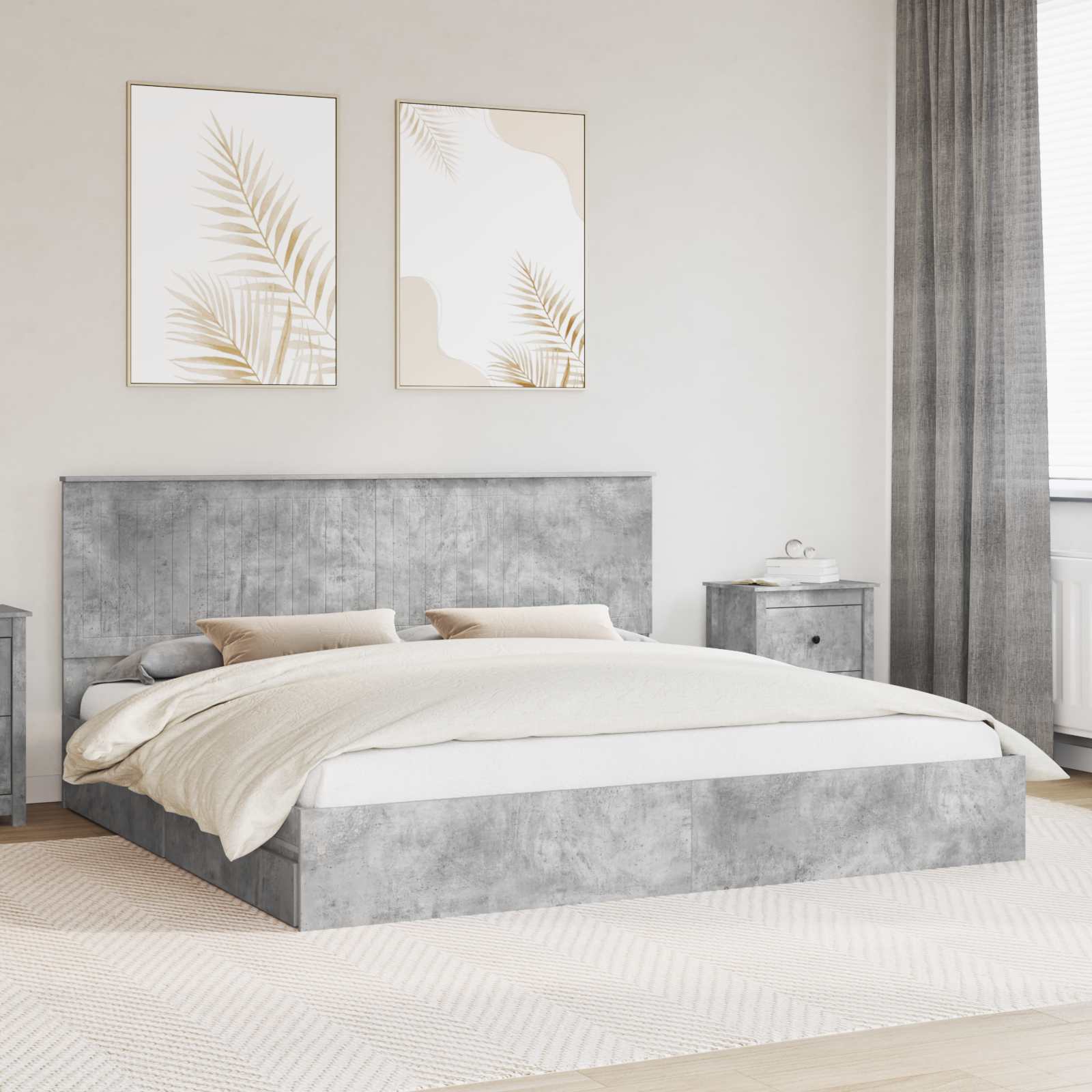 vidaXL Opslag bed met hoofdeinde Wit 200 x 200 cm Bewerkt hout