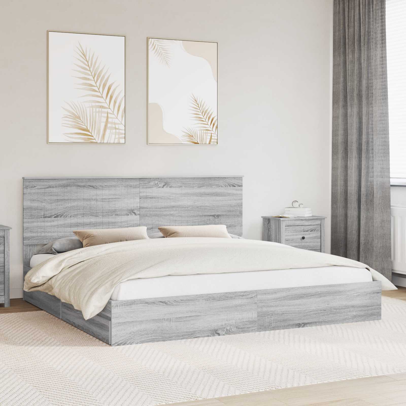 vidaXL Opslag bed met hoofdeinde Wit 200 x 200 cm Bewerkt hout