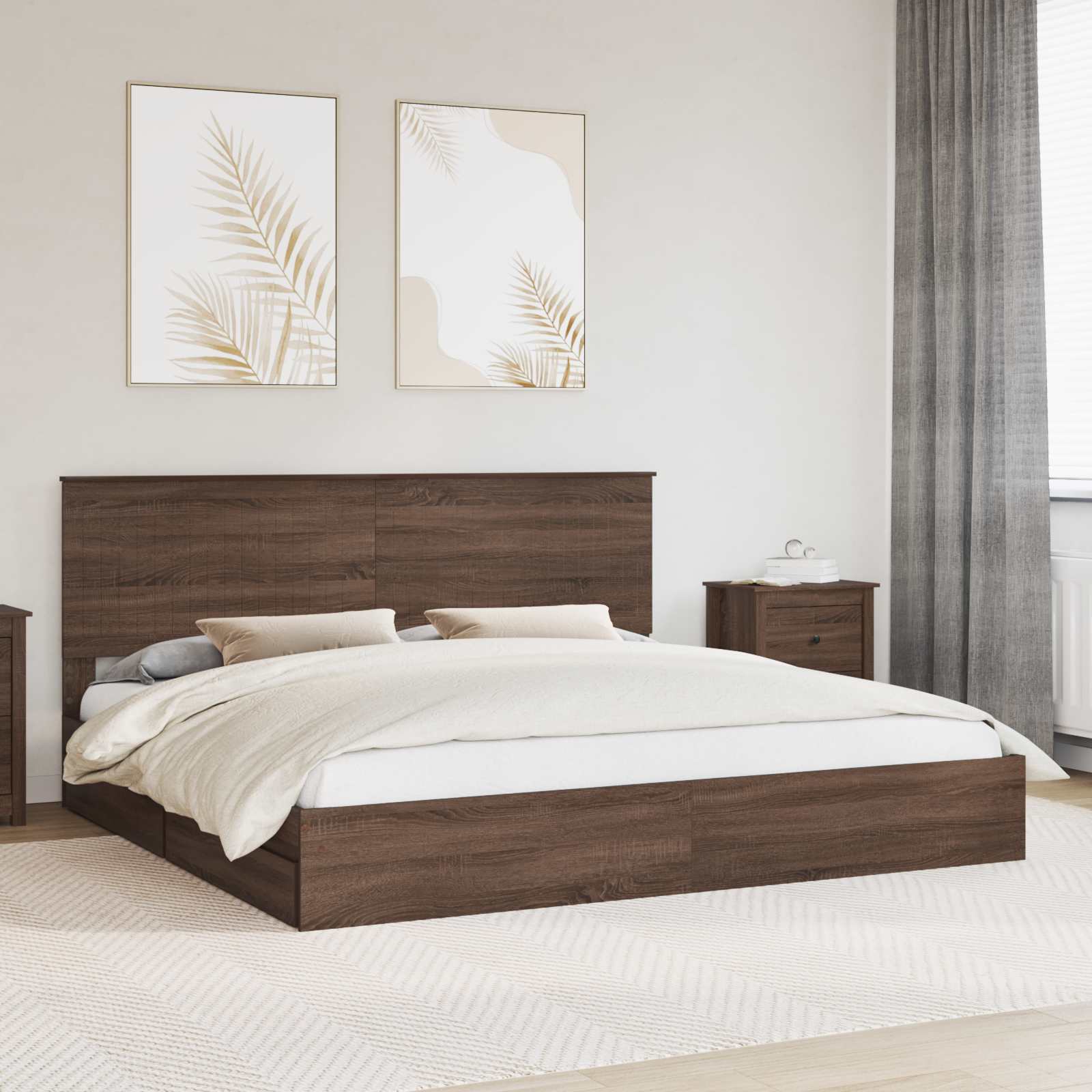 vidaXL Opslag bed met hoofdeinde Wit 200 x 200 cm Bewerkt hout