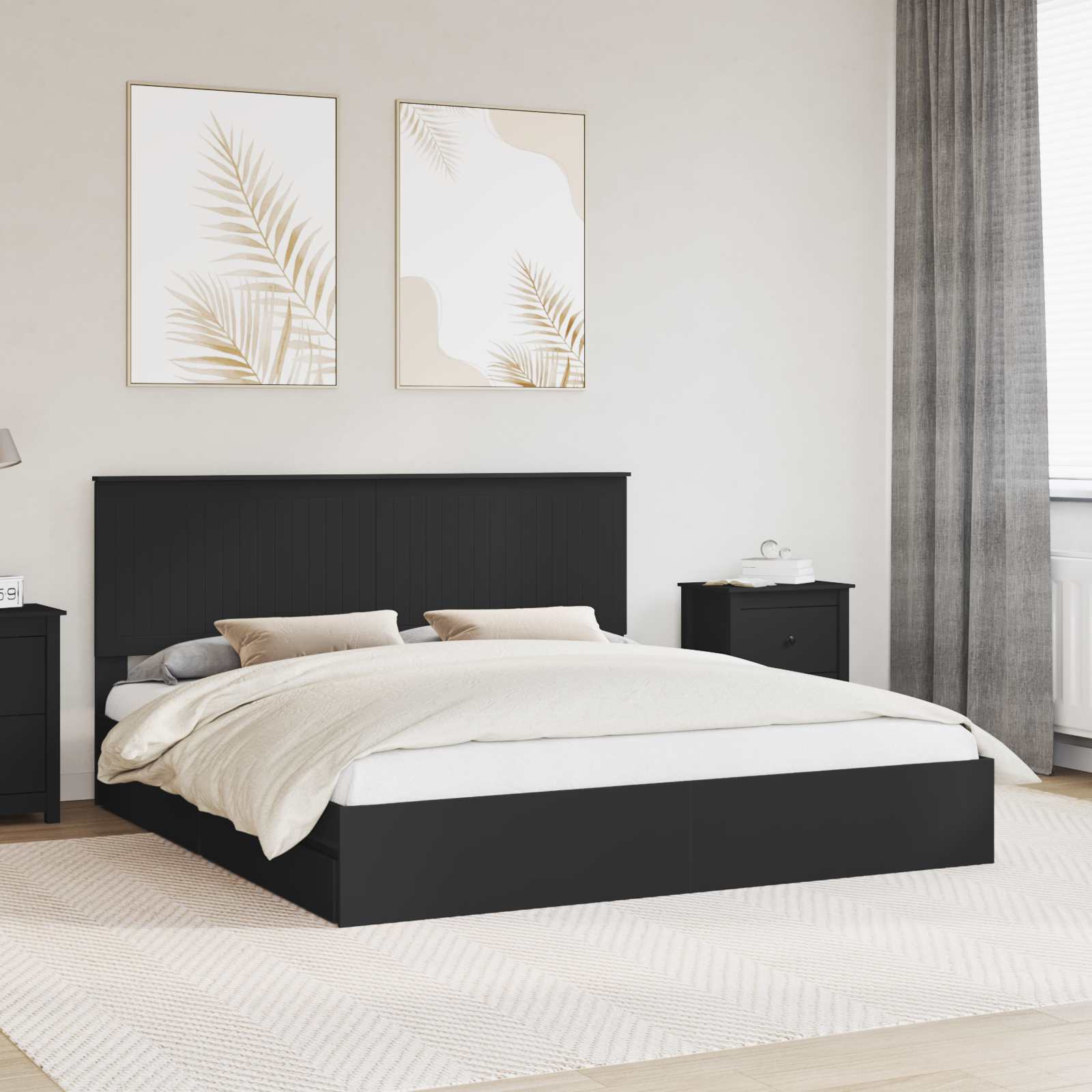 vidaXL Opslag bed met hoofdeinde Wit 200 x 200 cm Bewerkt hout