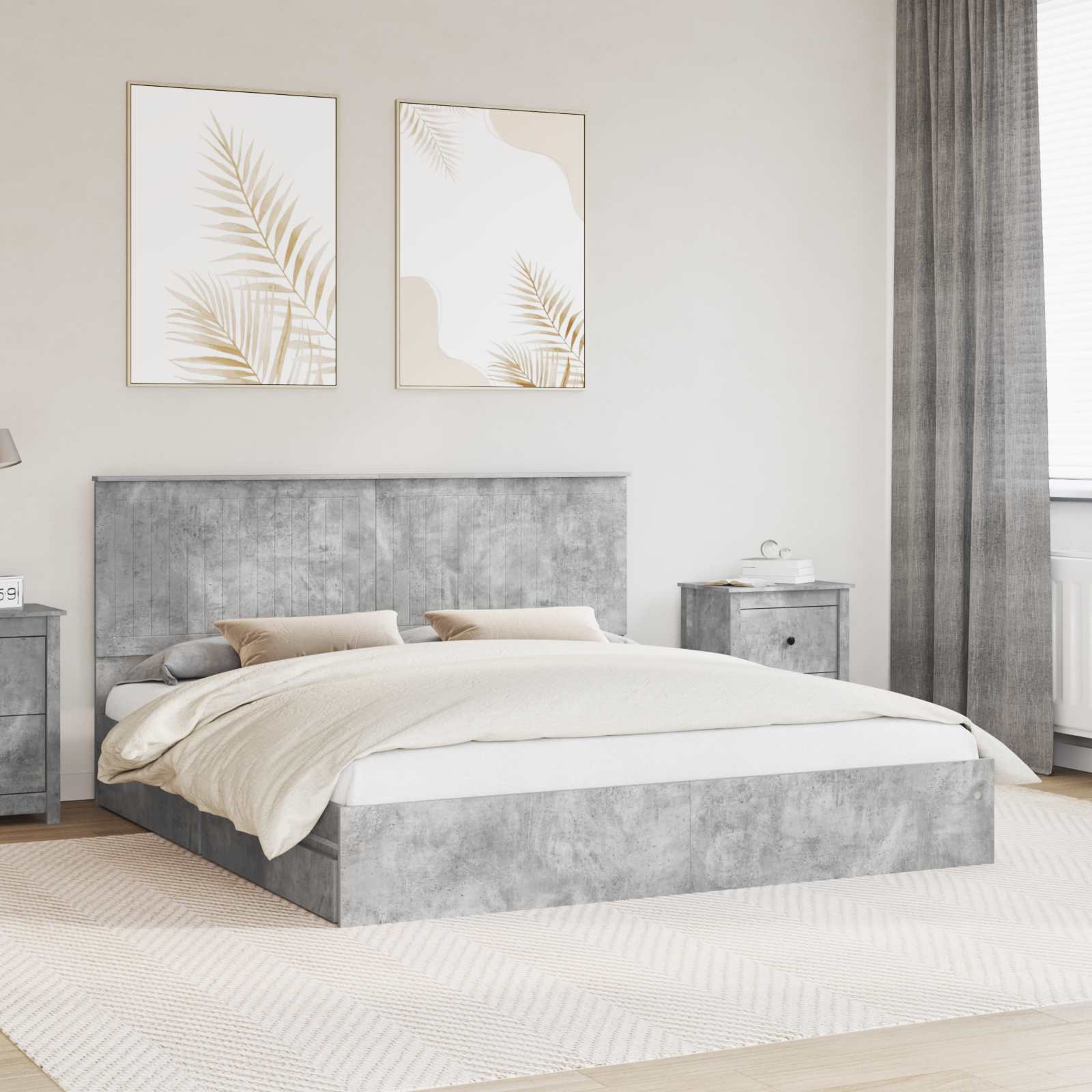 vidaXL Opslag bed met hoofdeinde Wit 200 x 200 cm Bewerkt hout