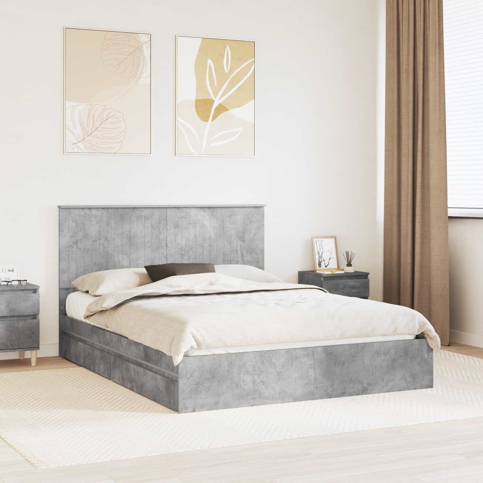 vidaXL Opslag bed met hoofdeinde Wit 200 x 200 cm Bewerkt hout